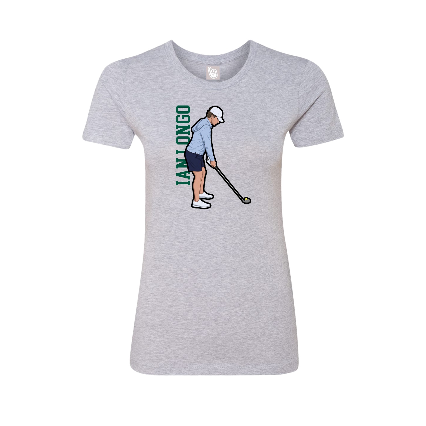 Fitted Women's Tee — Name Vertical in Grey