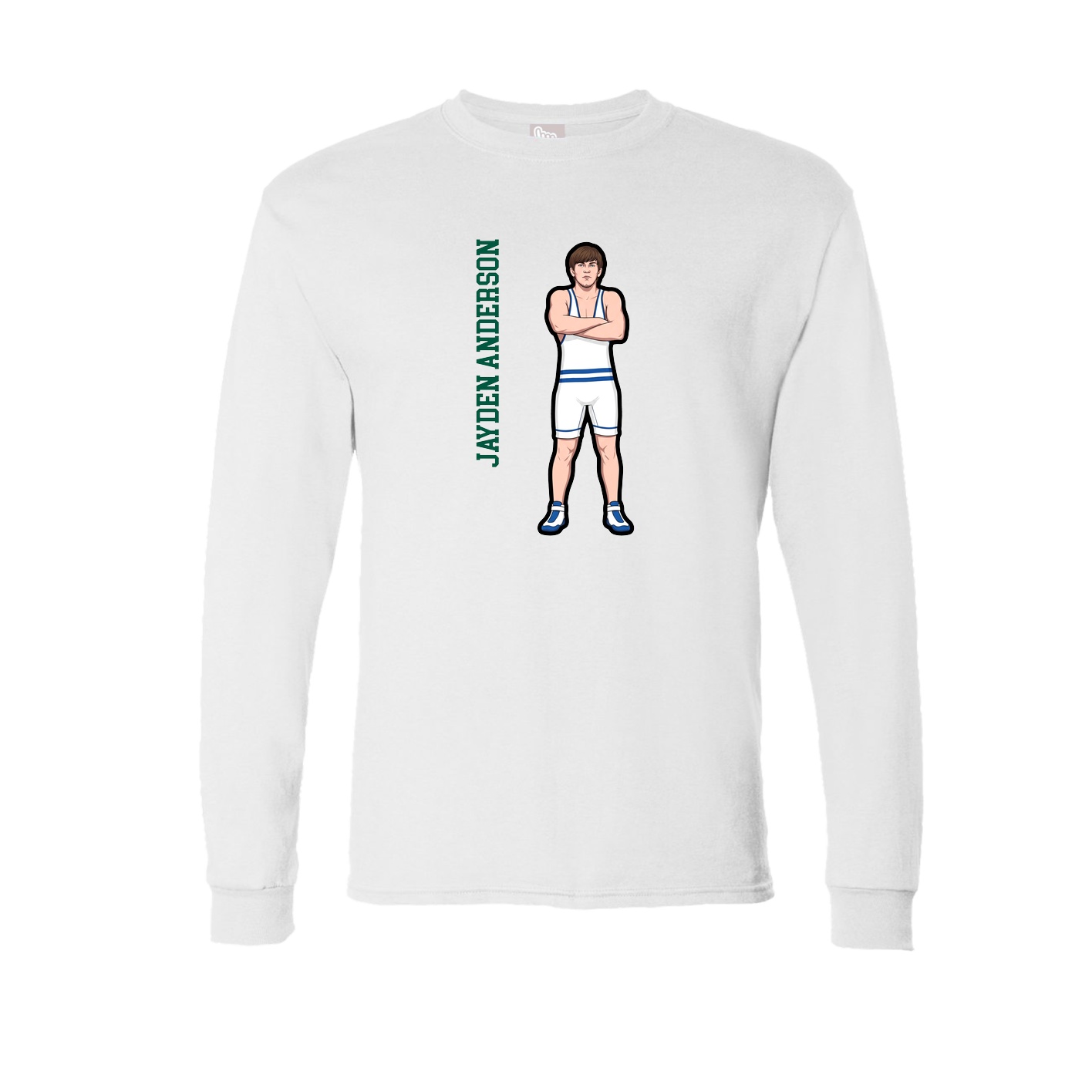 Long Sleeve Tee — Name Vertical in White