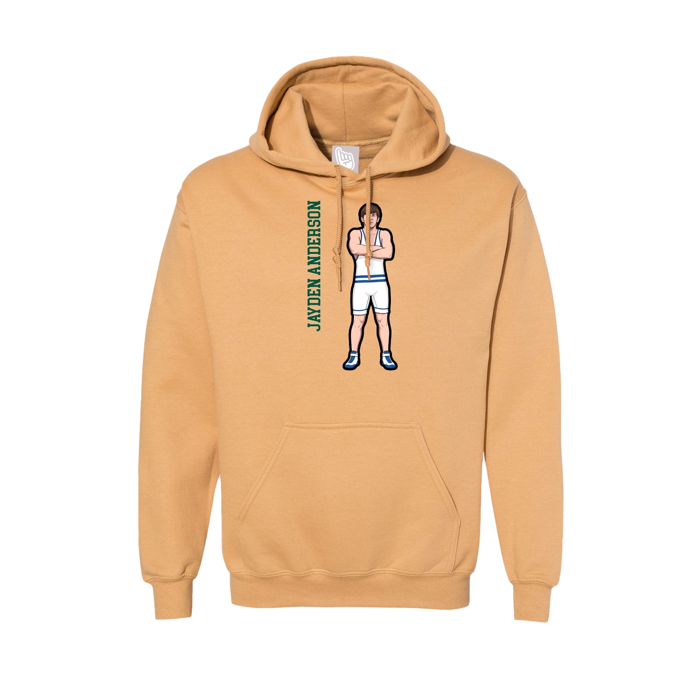 Hoodie — Name Vertical in Vegas Gold