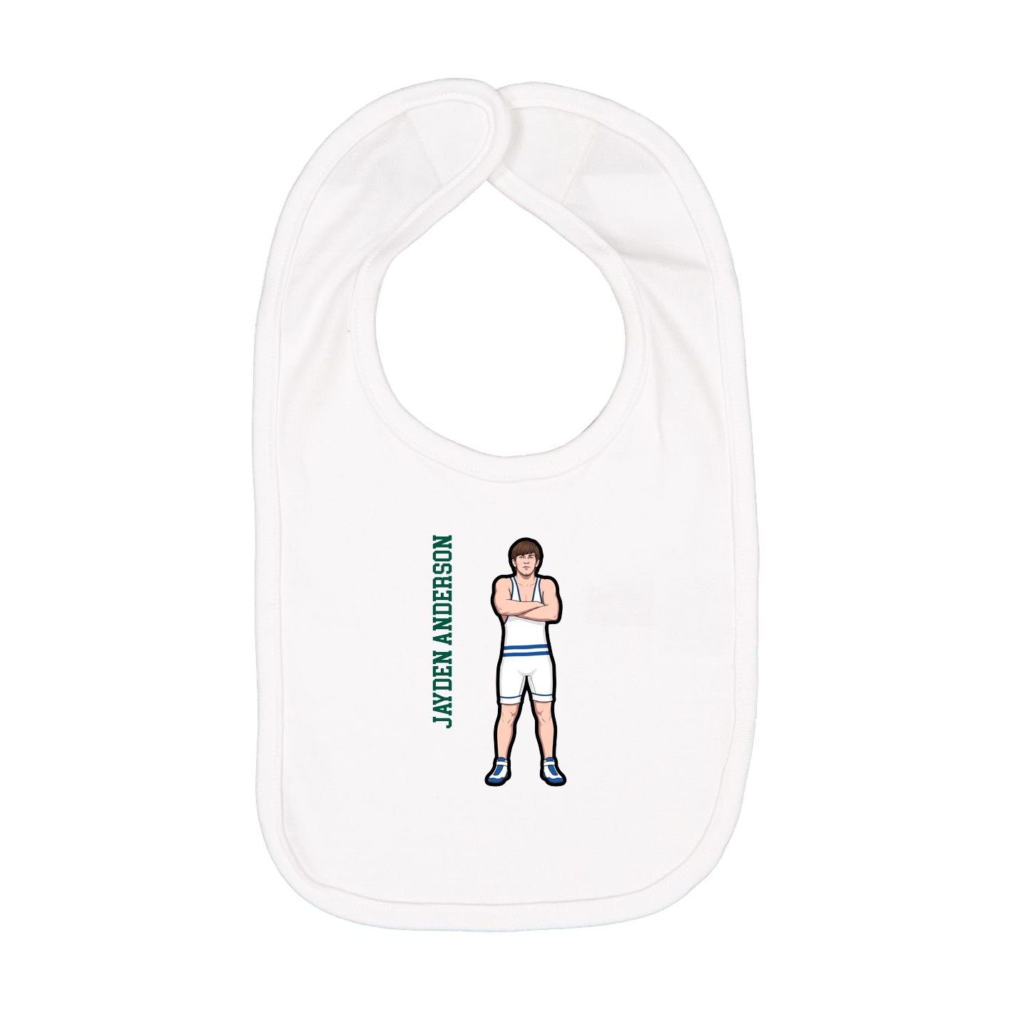 Infant Bib — Name Vertical in White