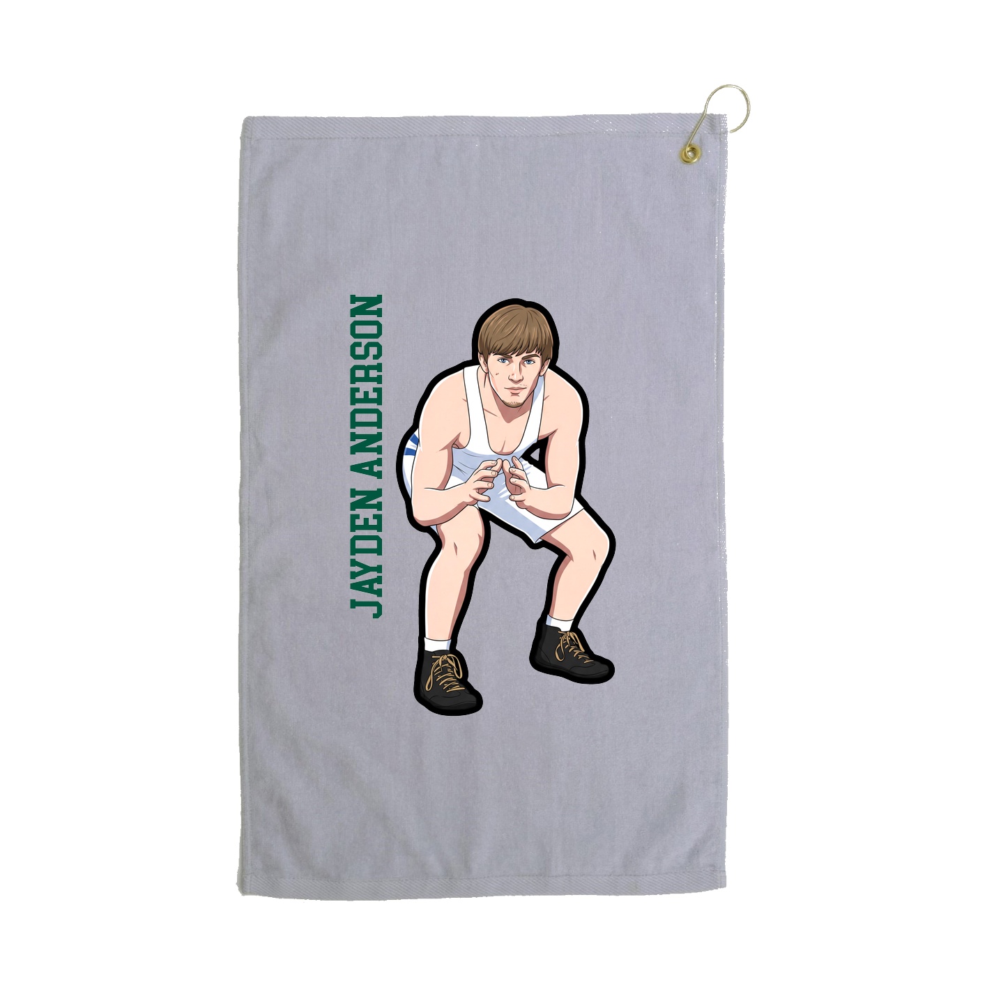 Golf Towel — Name Vertical in Grey
