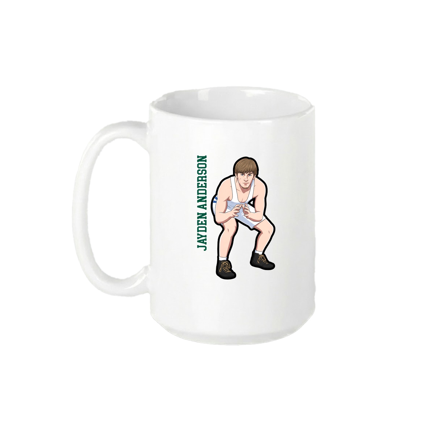 15oz Coffee Mug — Name Vertical in White