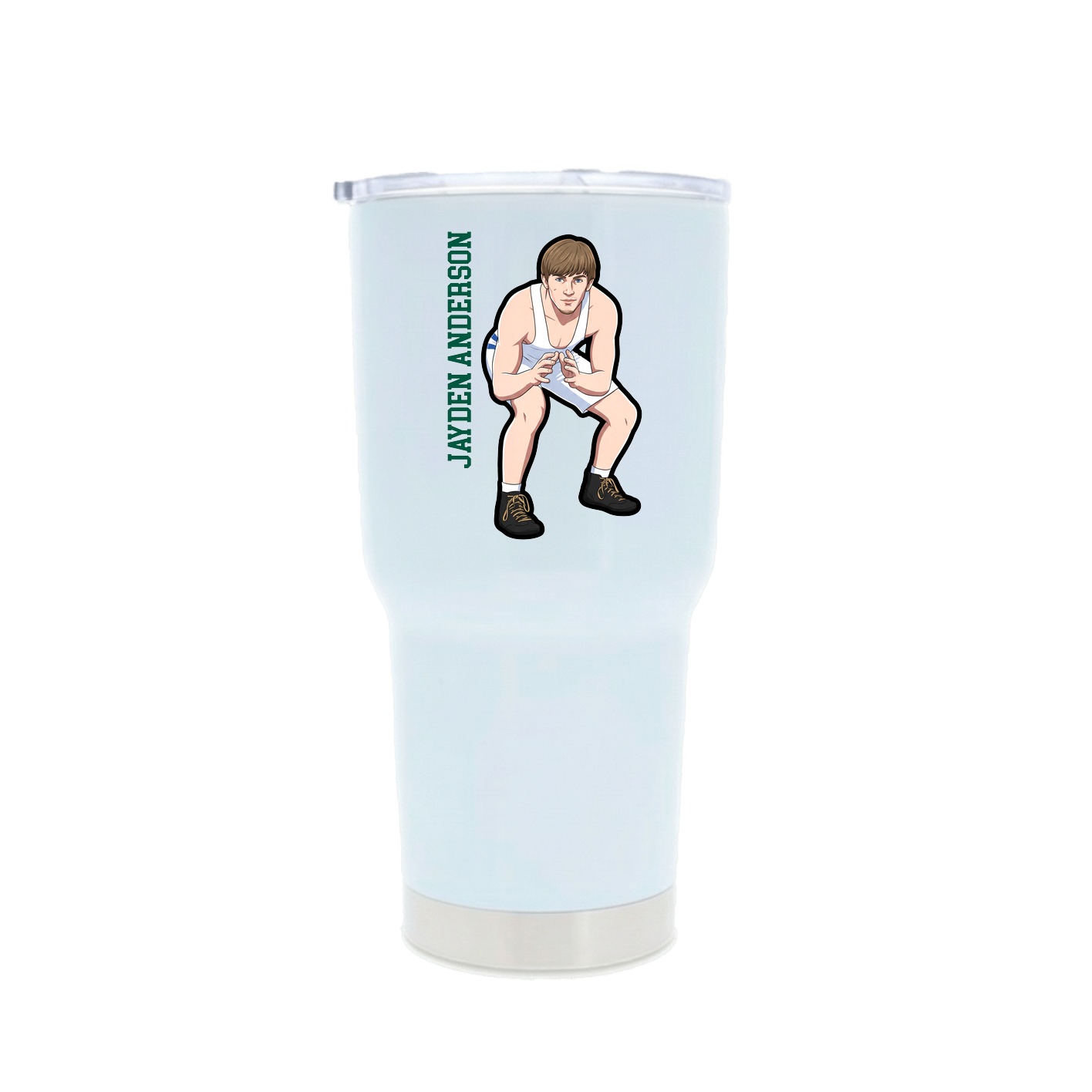 30oz Stainless Steel Tumbler — Name Vertical in White