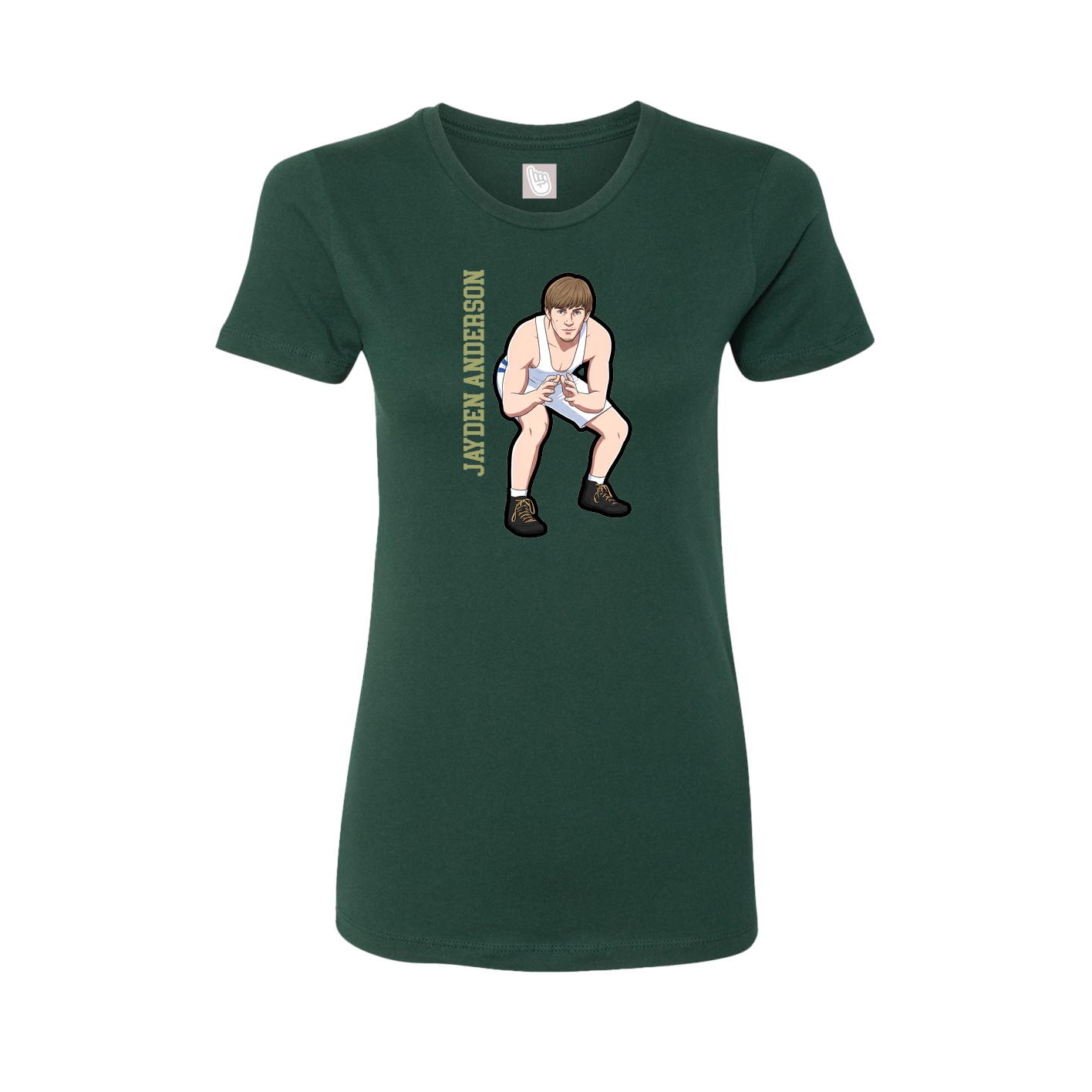 Fitted Women's Tee — Name Vertical in Green