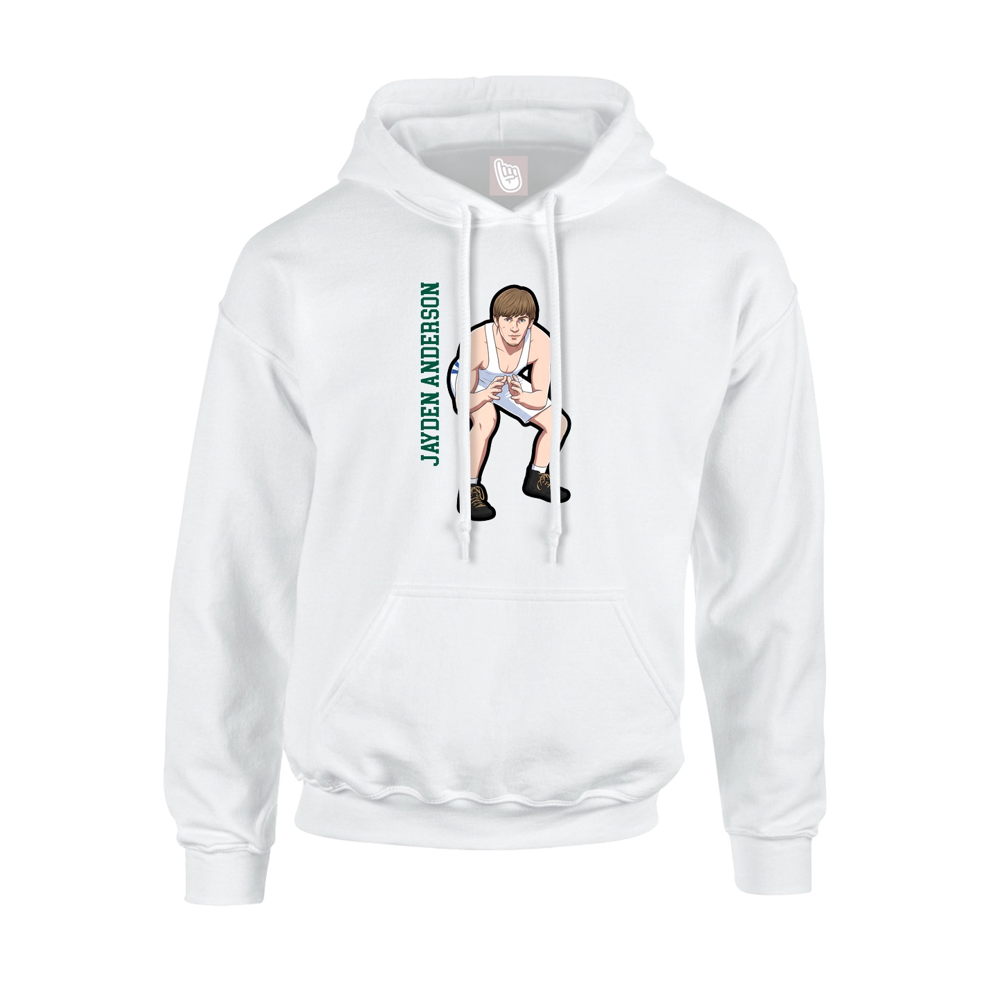 Youth Hoodie — Name Vertical in White
