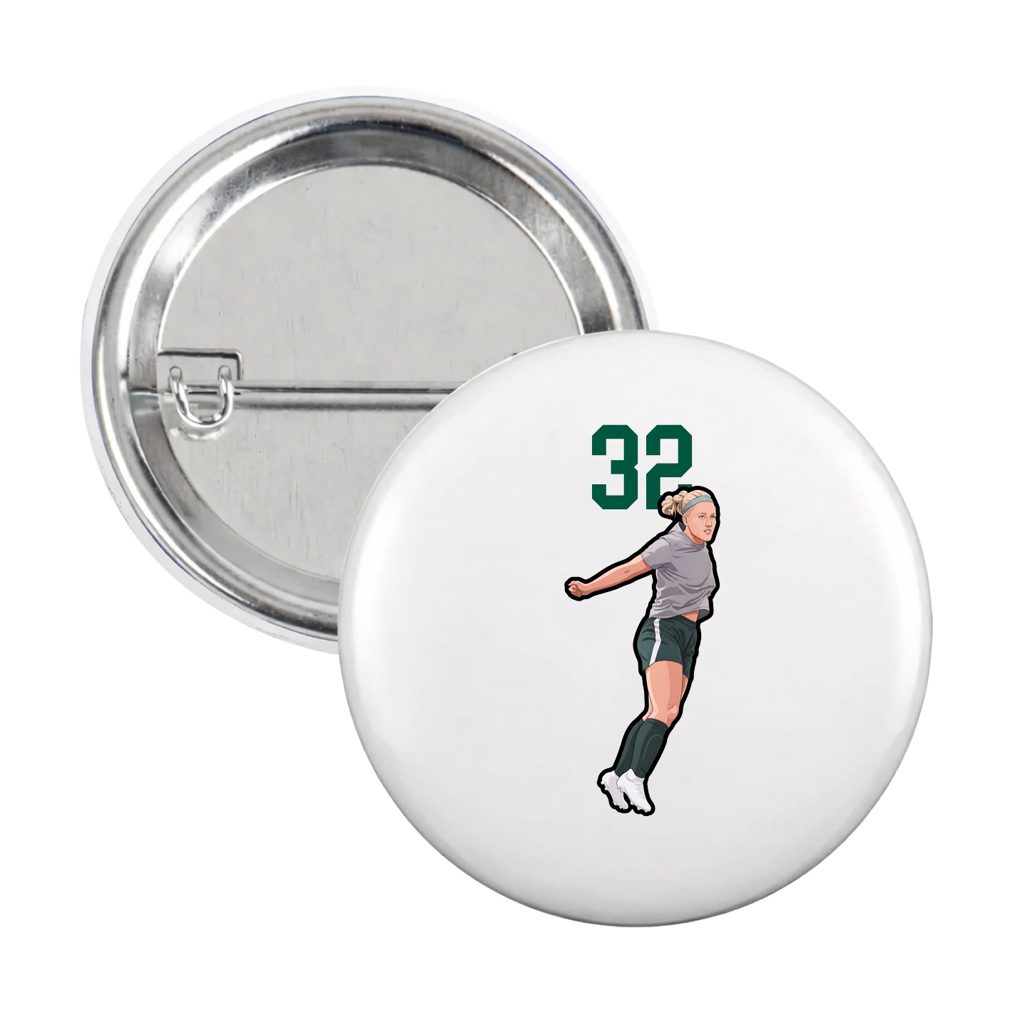 Game Day Button — Number Top in White