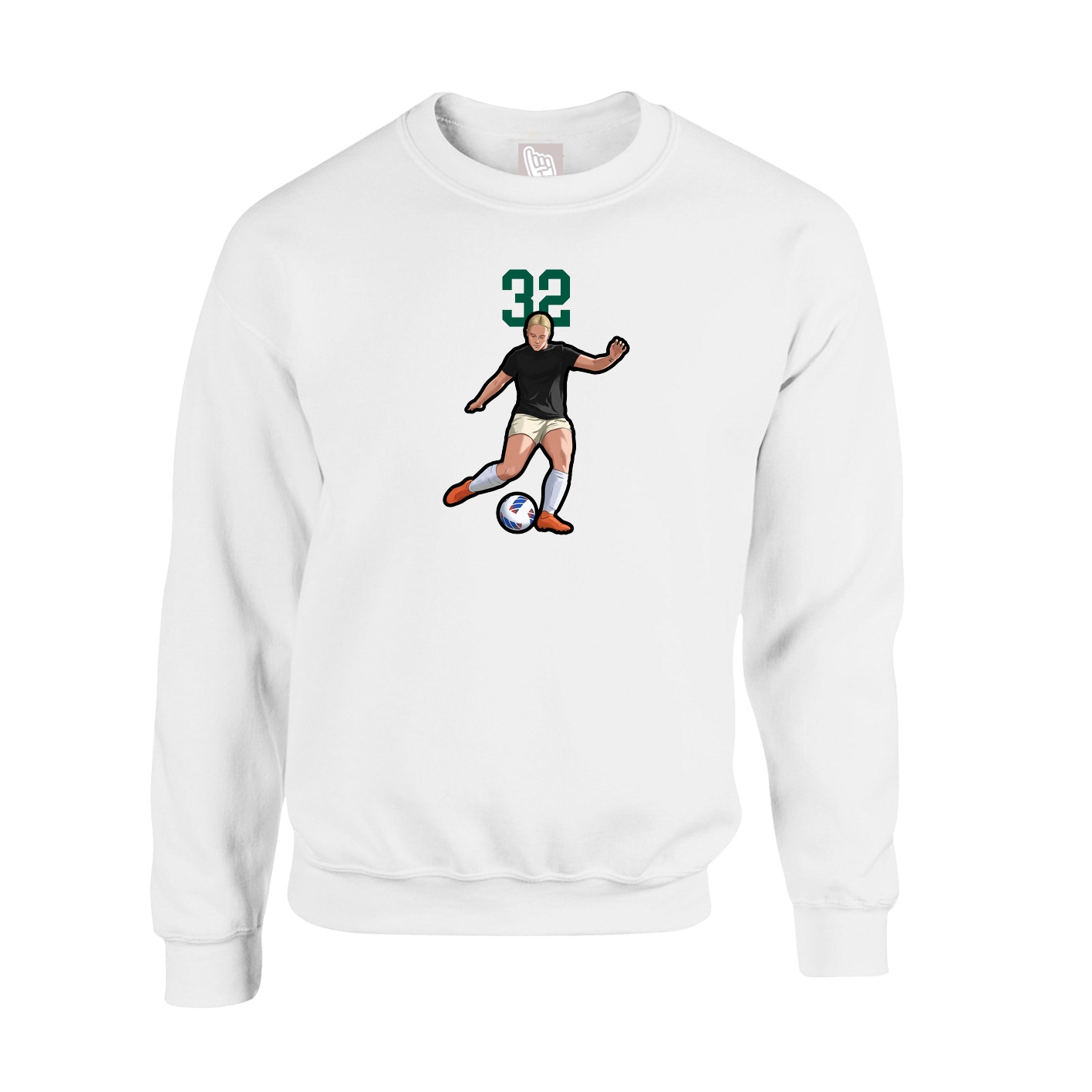 Fleece Crew — Number Top in White