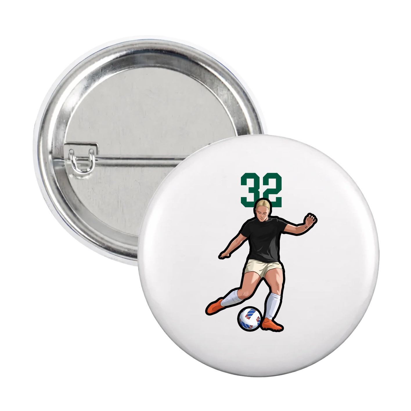 Game Day Button — Number Top in White