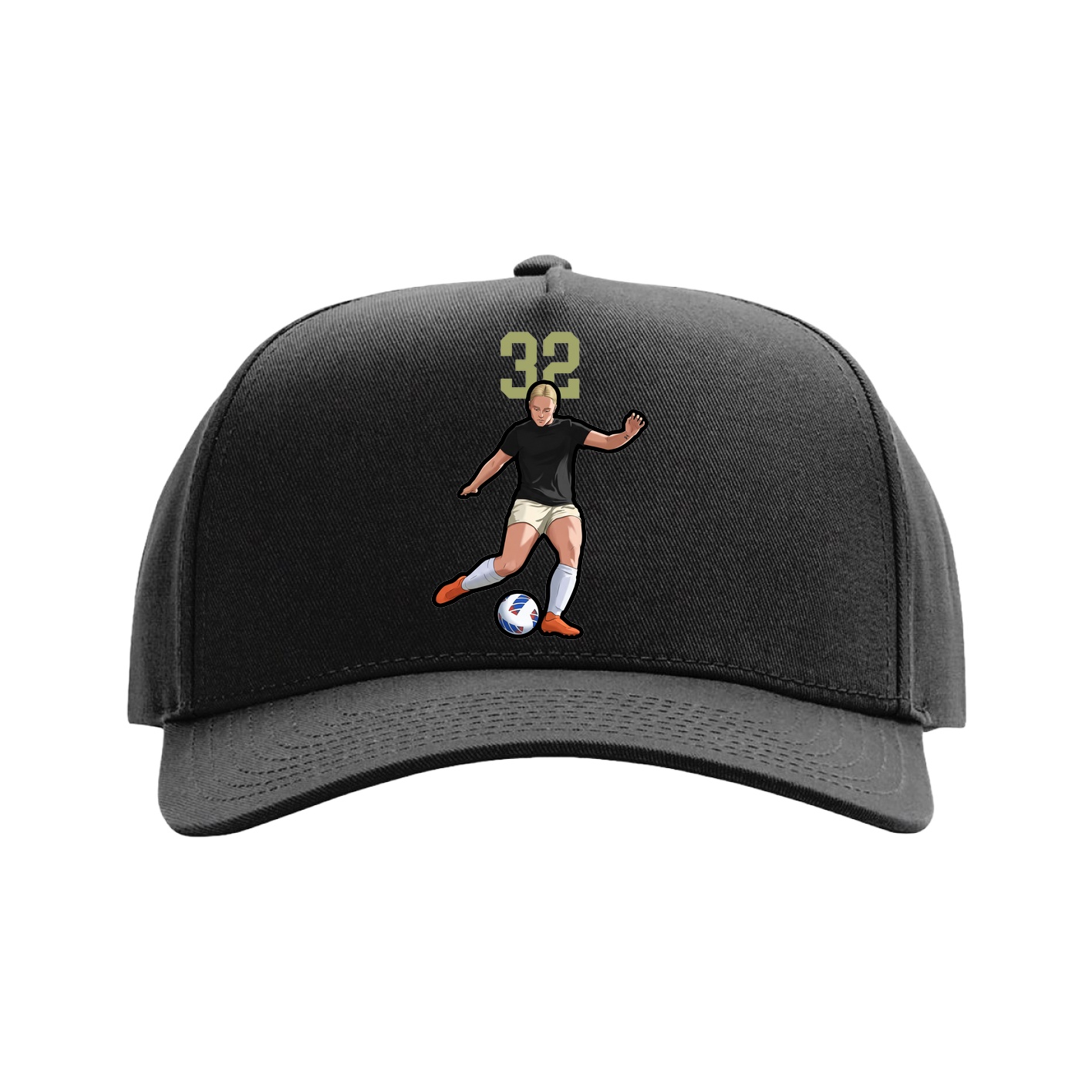 Full Fabric Five-Panel Champ Cap — Number Top in Black
