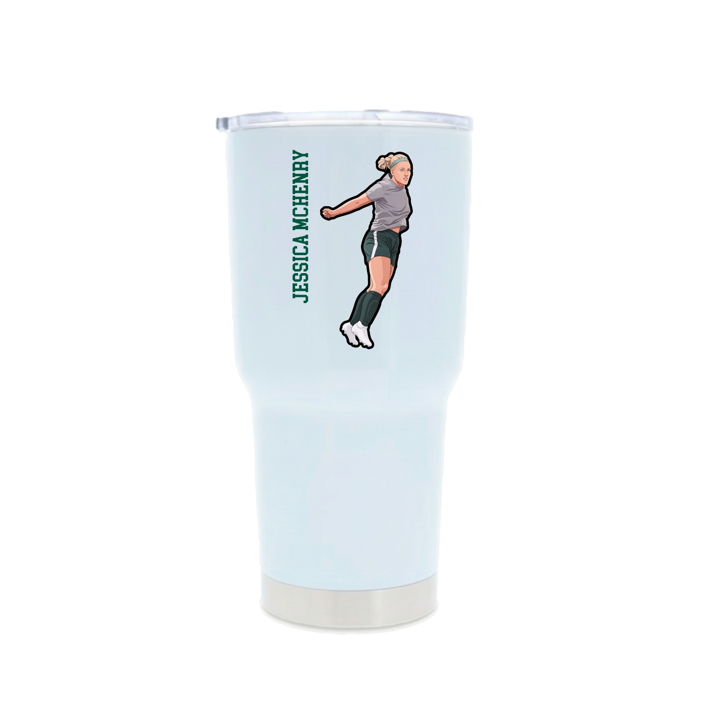30oz Stainless Steel Tumbler — Name Vertical in White