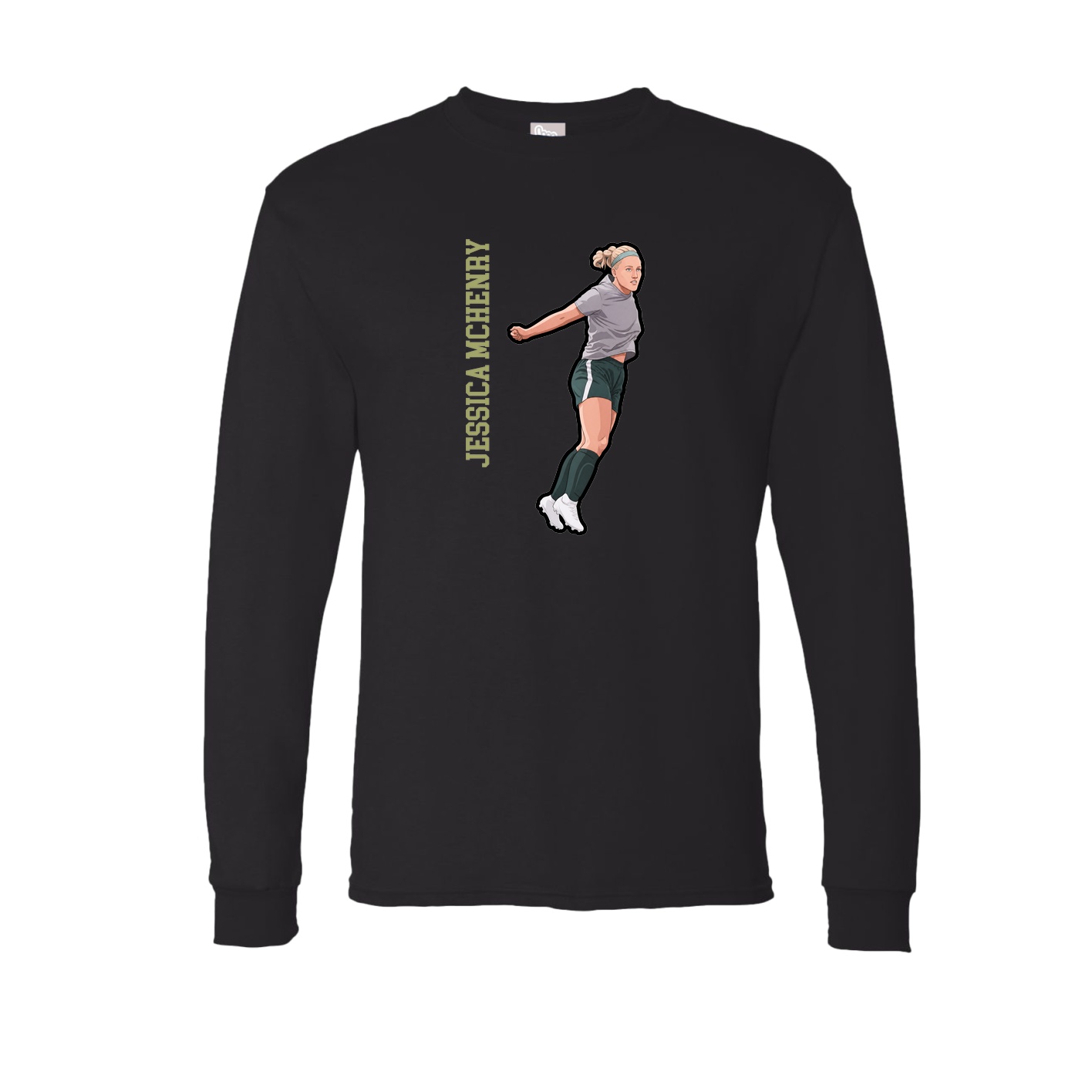 Long Sleeve Tee — Name Vertical in Black