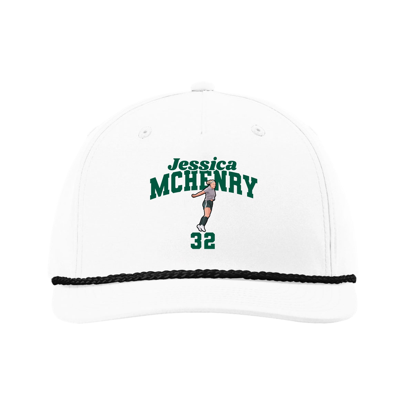 Five-Panel Classic Rope Cap — Signature Arch in White