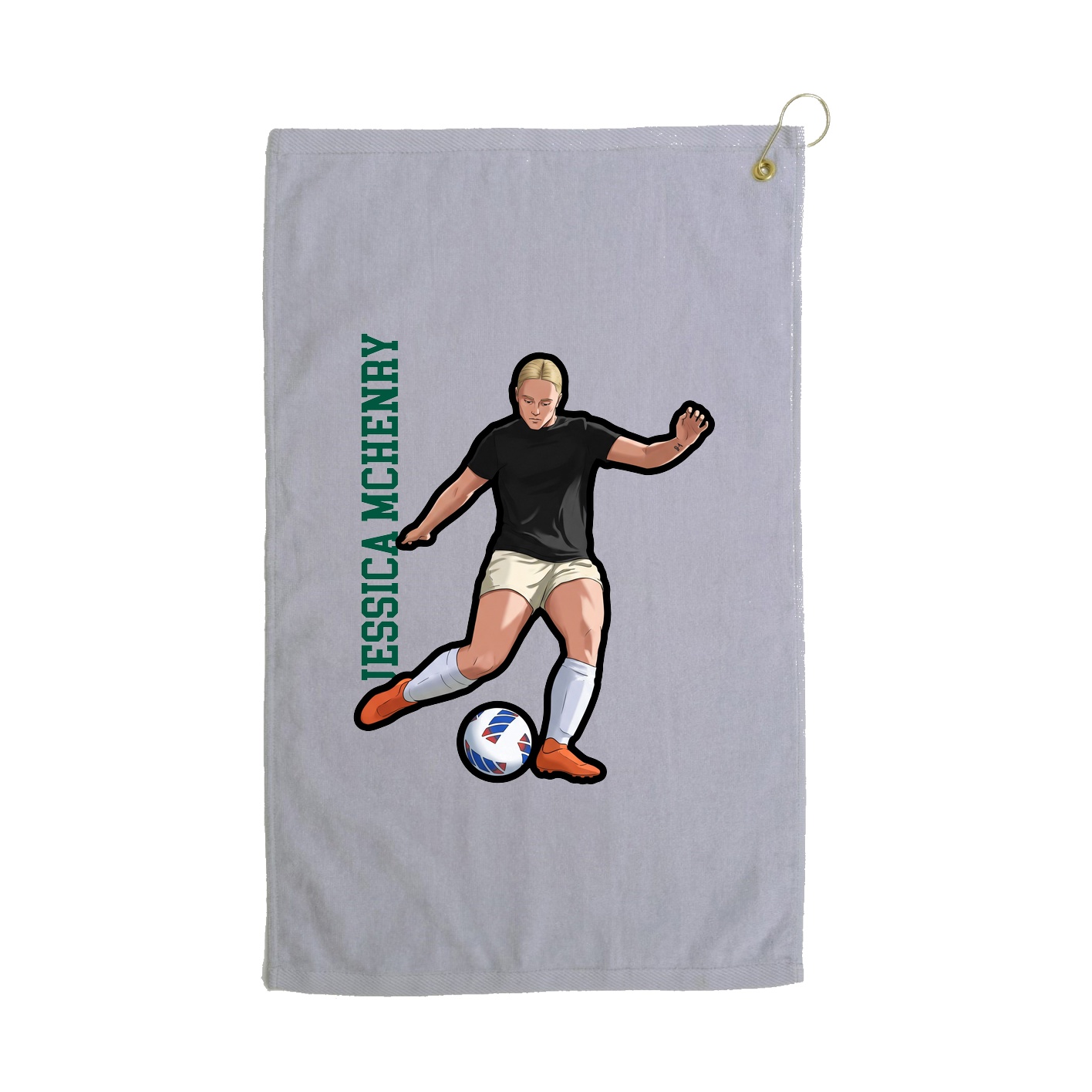 Golf Towel — Name Vertical in Grey