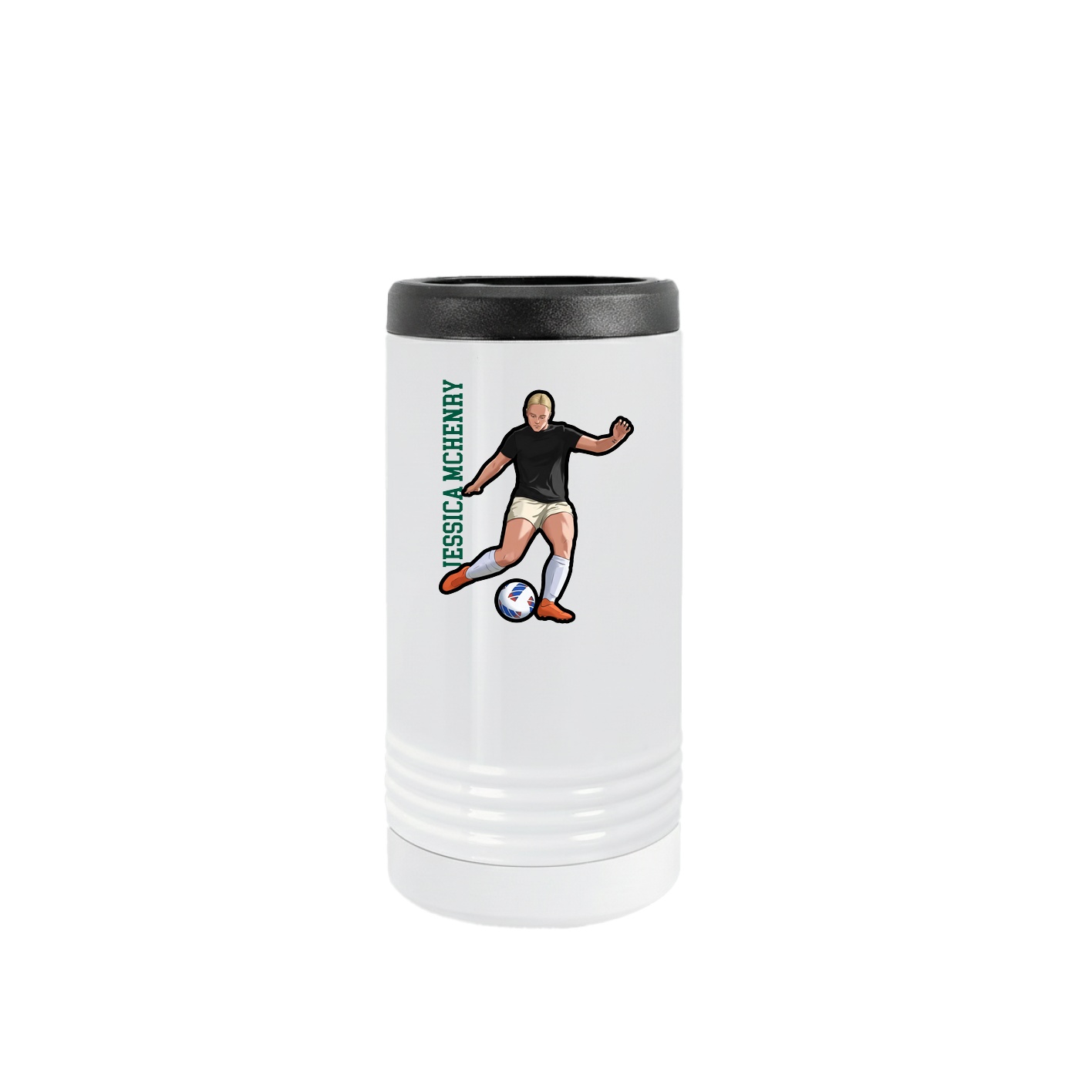 Slim Beverage Holder — Name Vertical in White