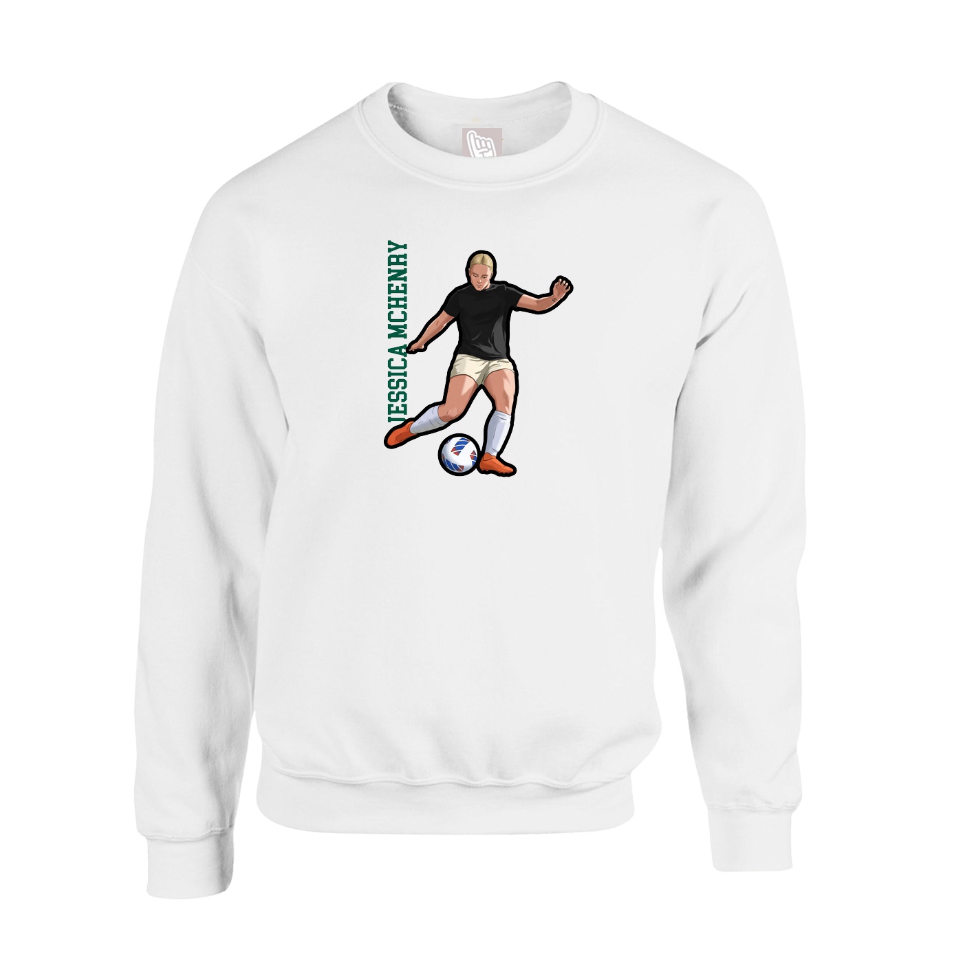 Fleece Crew — Name Vertical in White