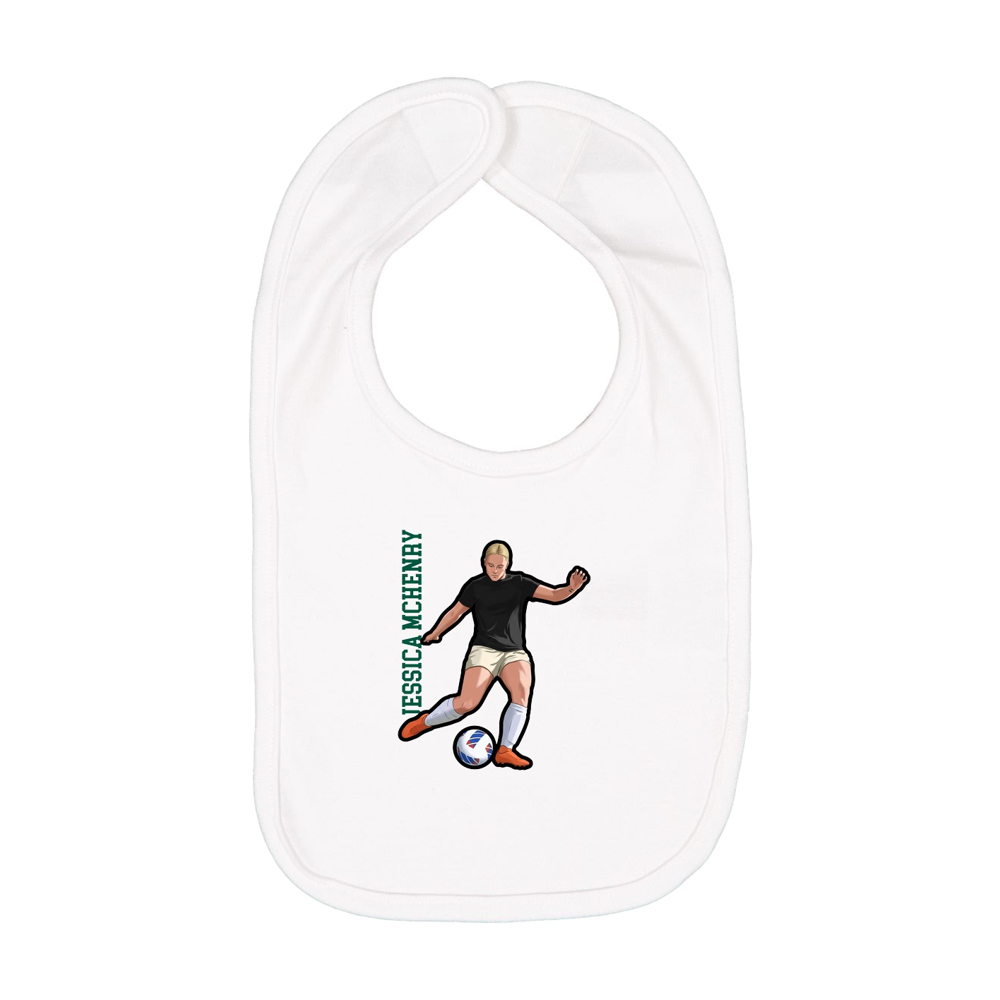 Infant Bib — Name Vertical in White