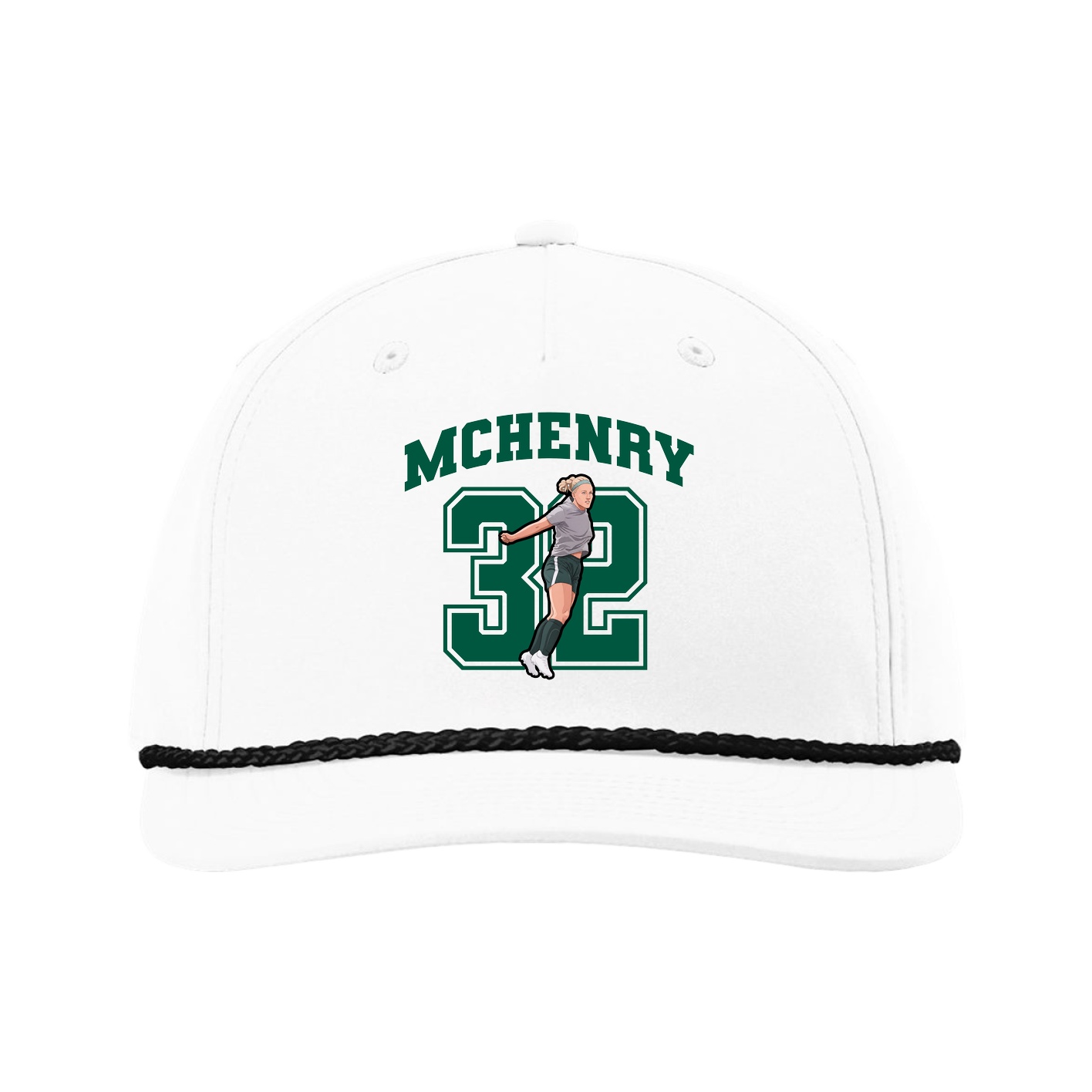 Five-Panel Classic Rope Cap — Number in White
