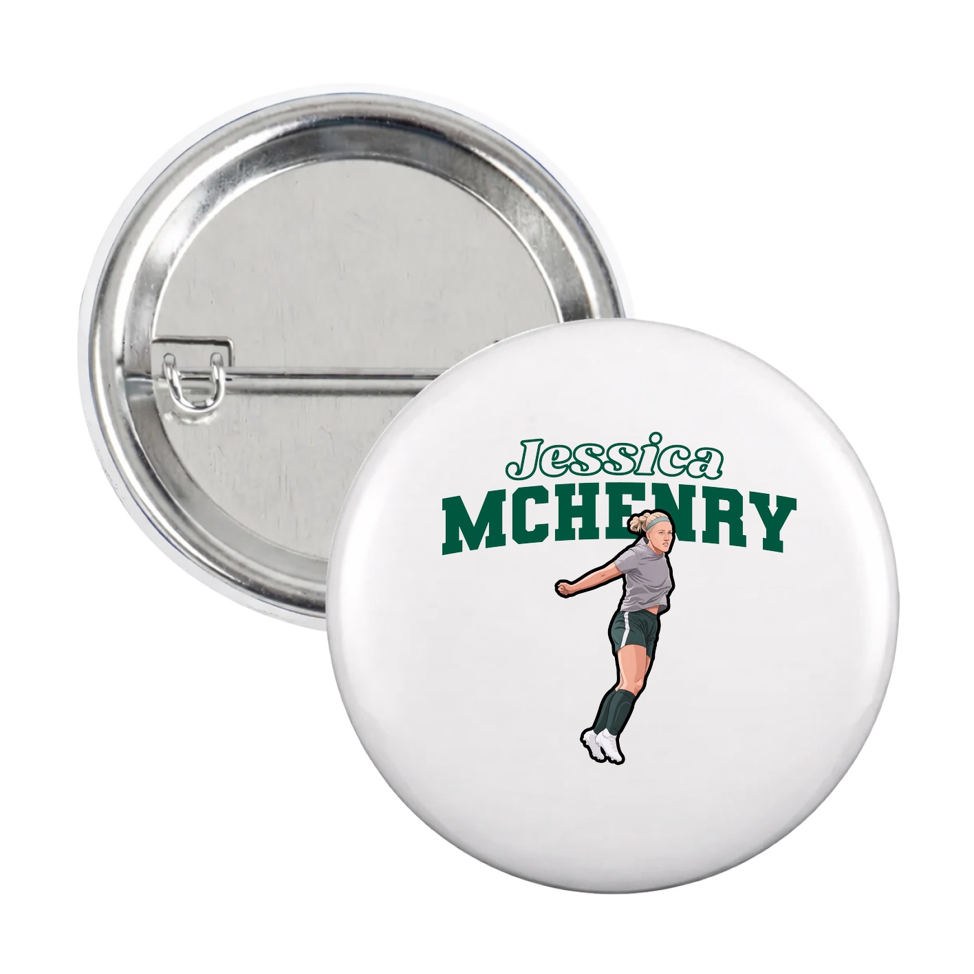 Game Day Button — Name Arch in White