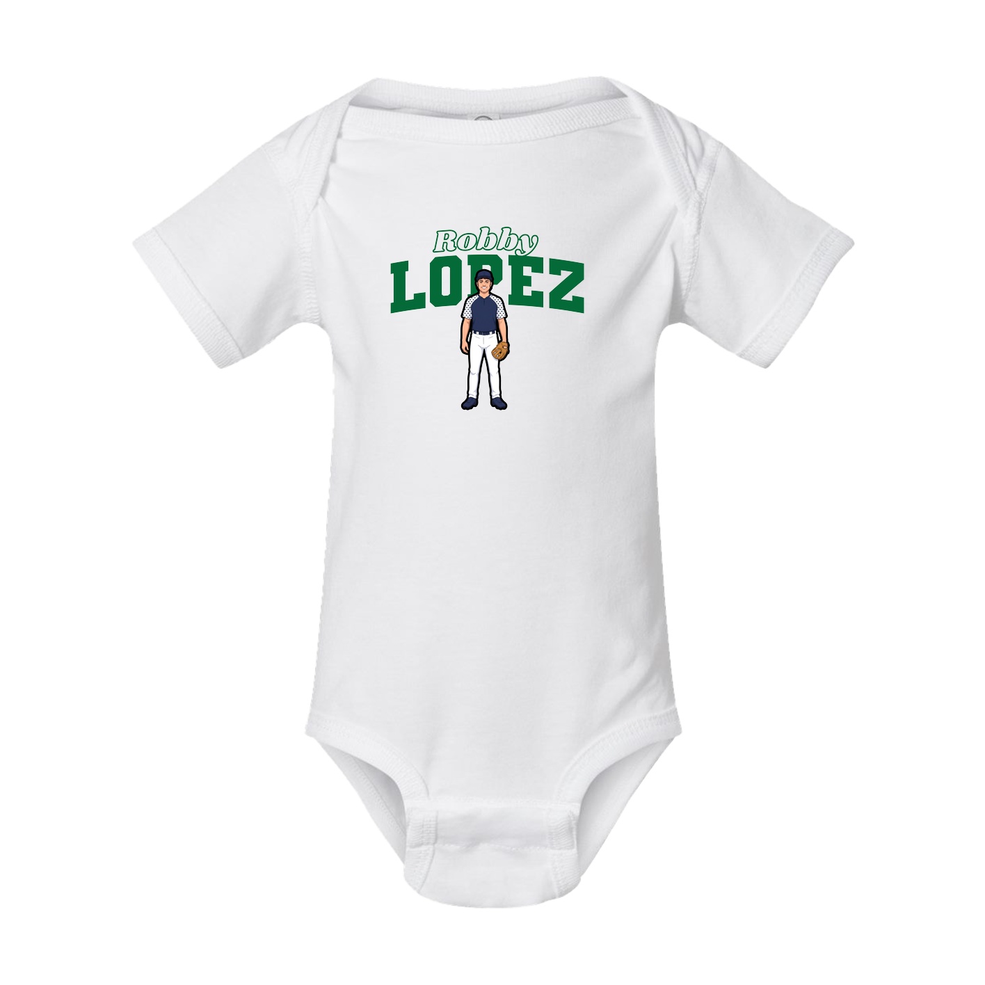 Baby Onesie — Name Arch in White
