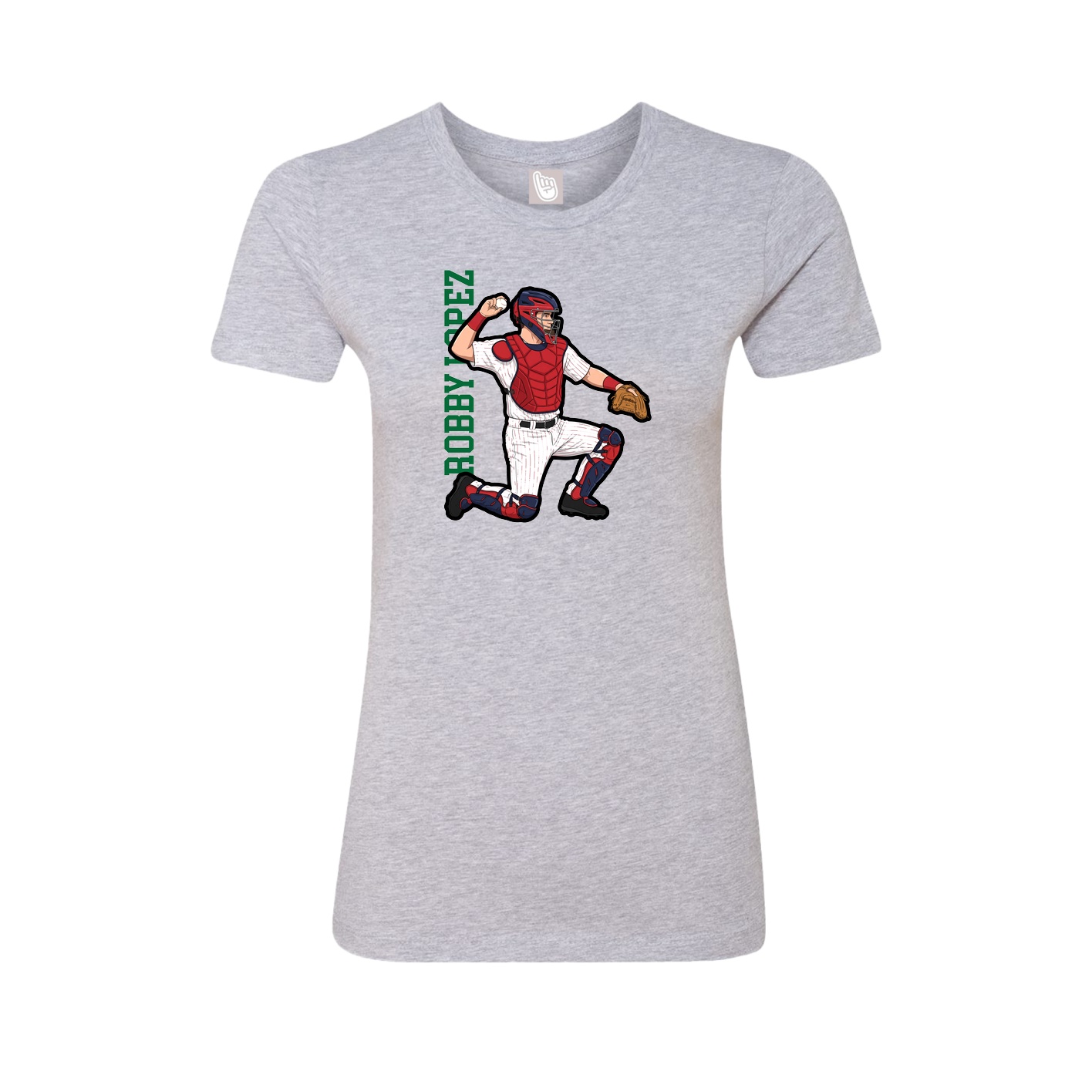 Fitted Women's Tee — Name Vertical in Grey