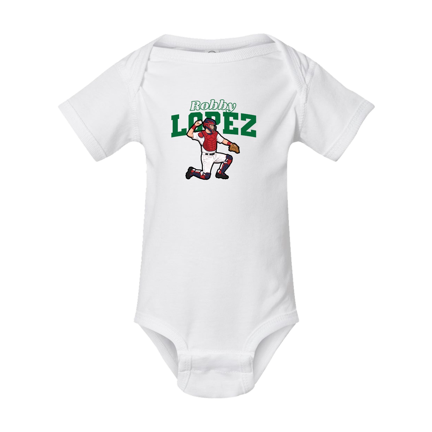 Baby Onesie — Name Arch in White