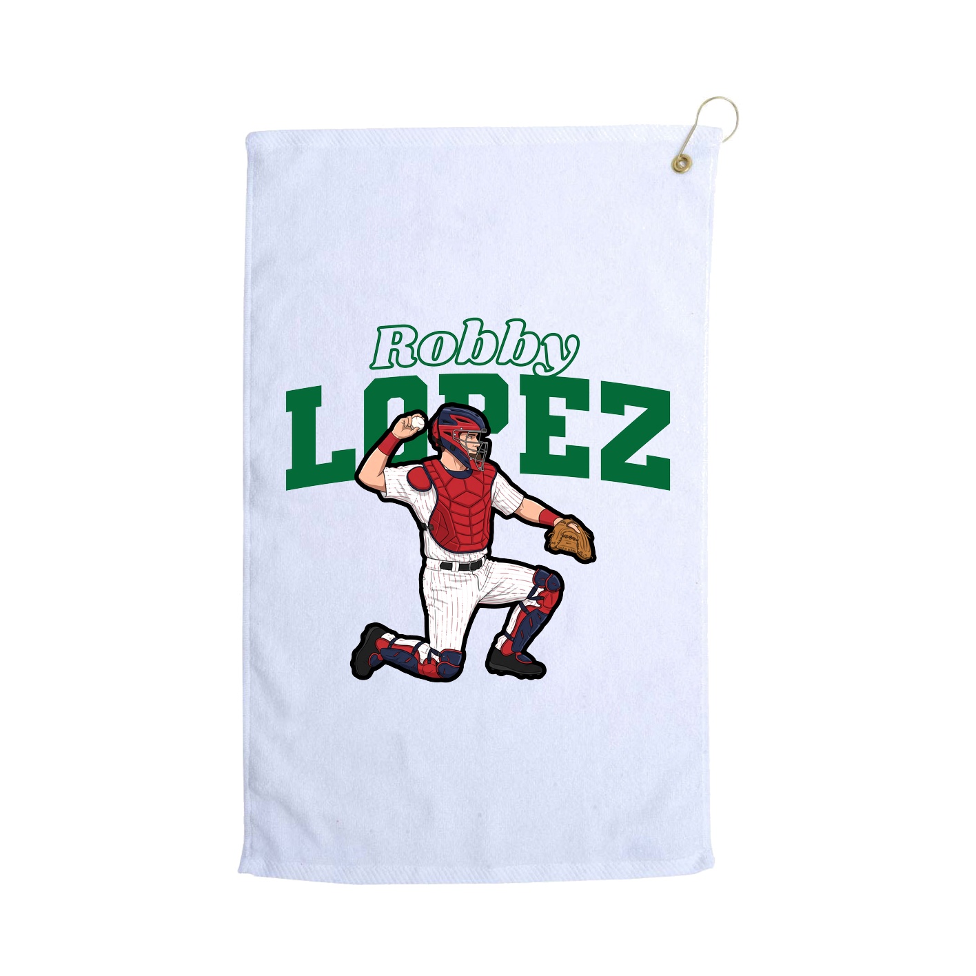 Golf Towel — Name Arch in White