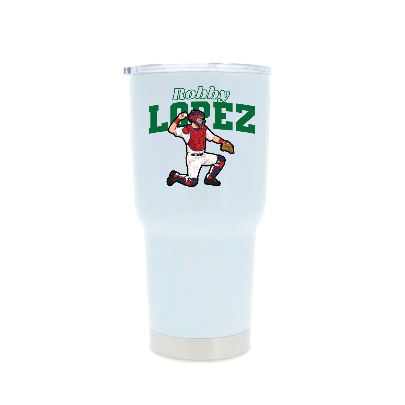 30oz Stainless Steel Tumbler — Name Arch in White