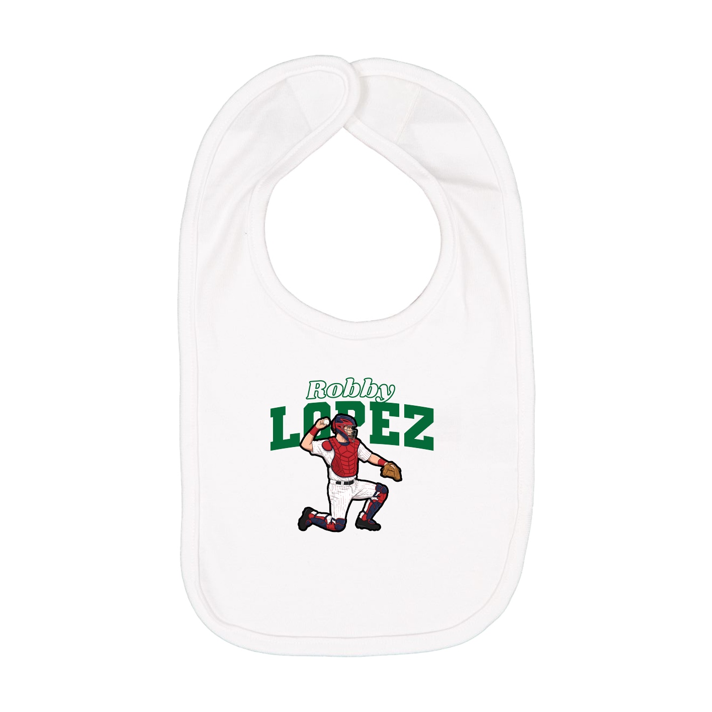 Infant Bib — Name Arch in White