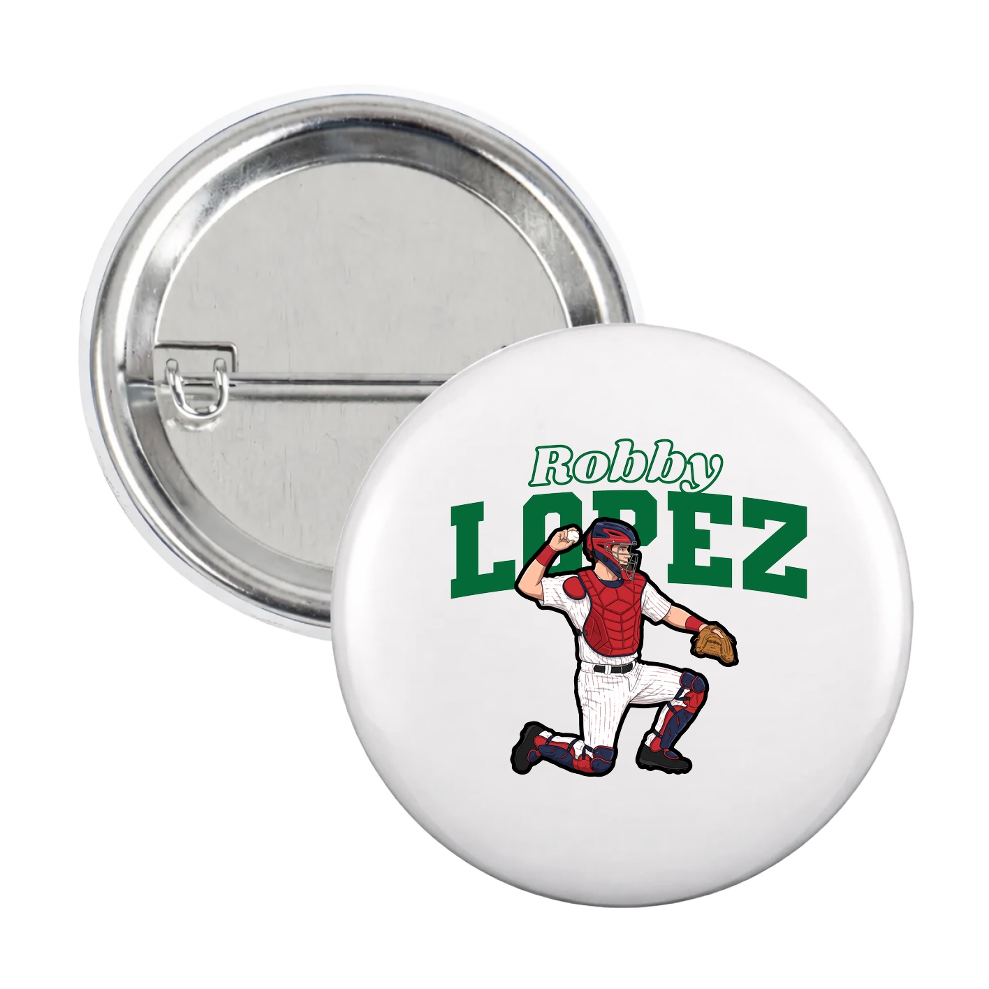 Game Day Button — Name Arch in White