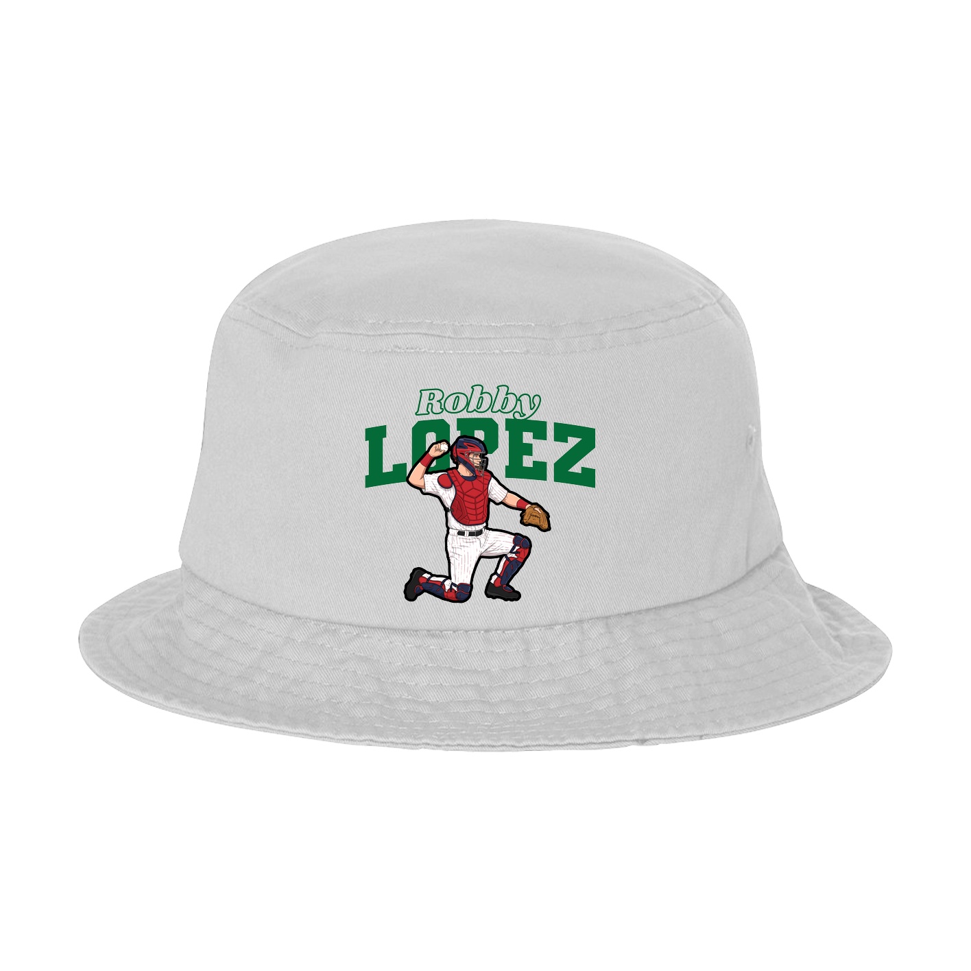 Bucket Cap — Name Arch in White