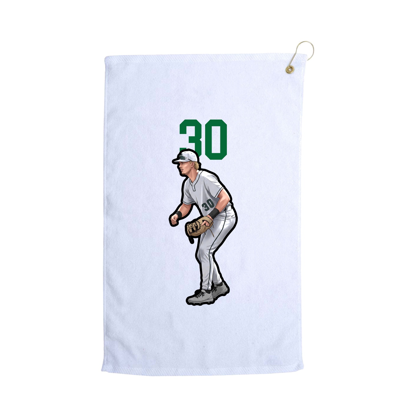 Golf Towel — Number Top in White