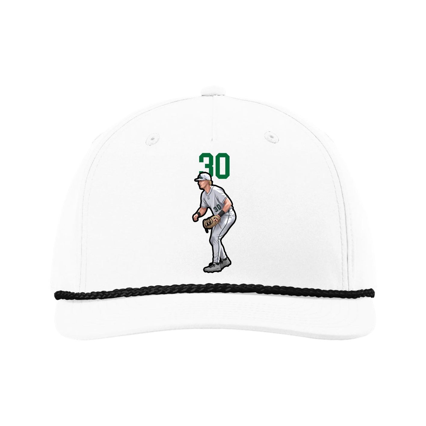 Five-Panel Classic Rope Cap — Number Top in White