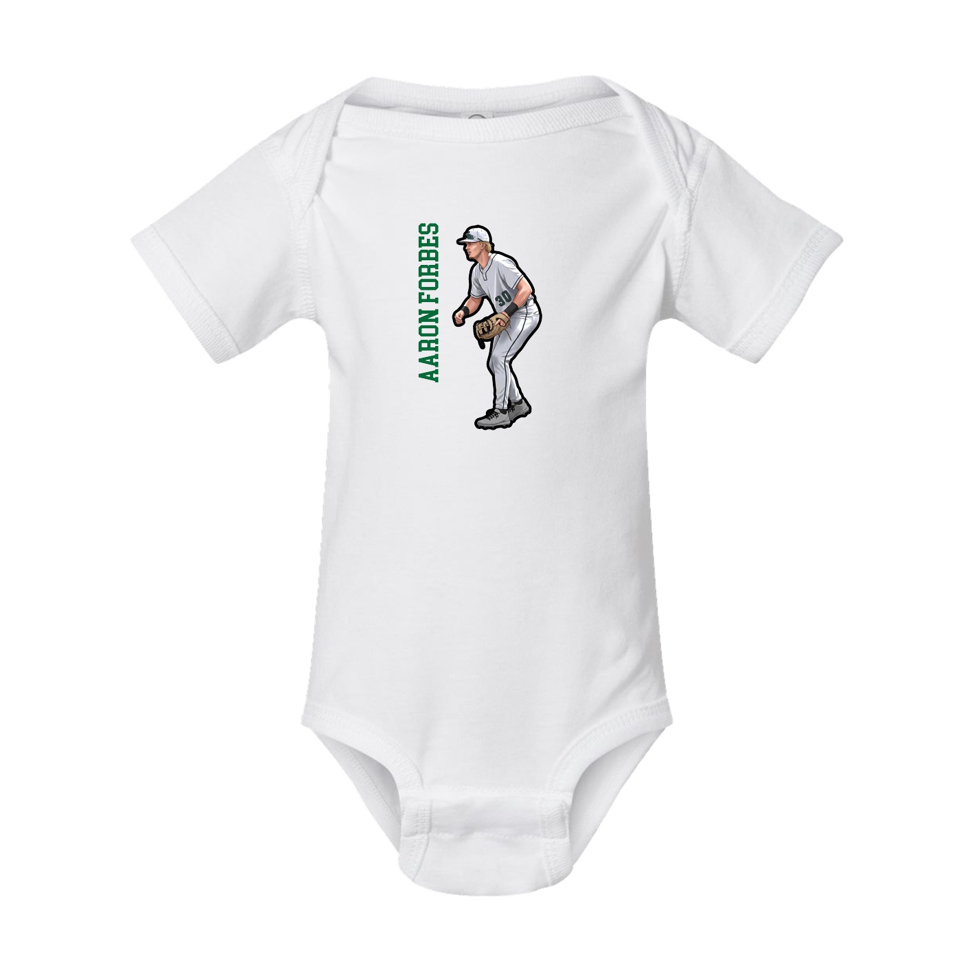 Baby Onesie — Name Vertical in White
