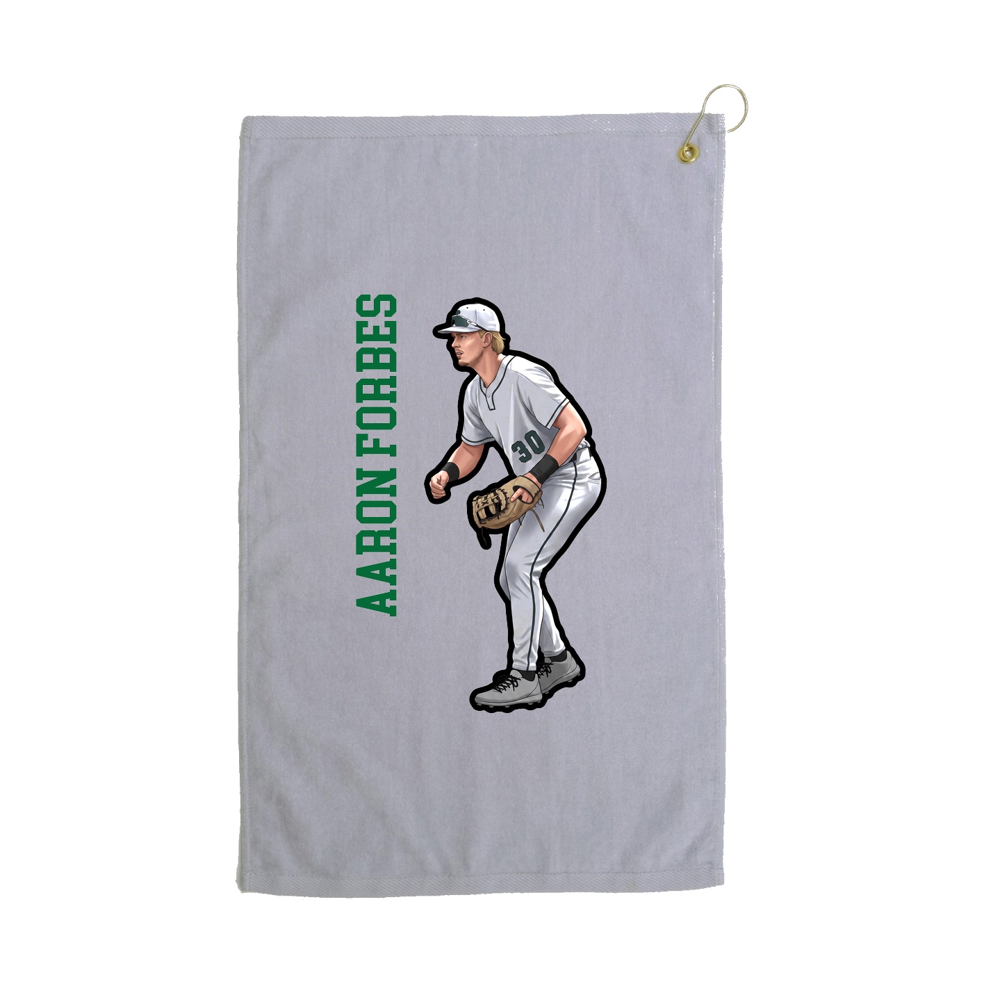 Golf Towel — Name Vertical in Grey