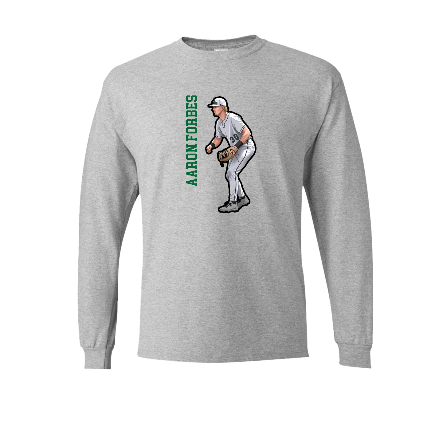 Long Sleeve Tee — Name Vertical in Grey