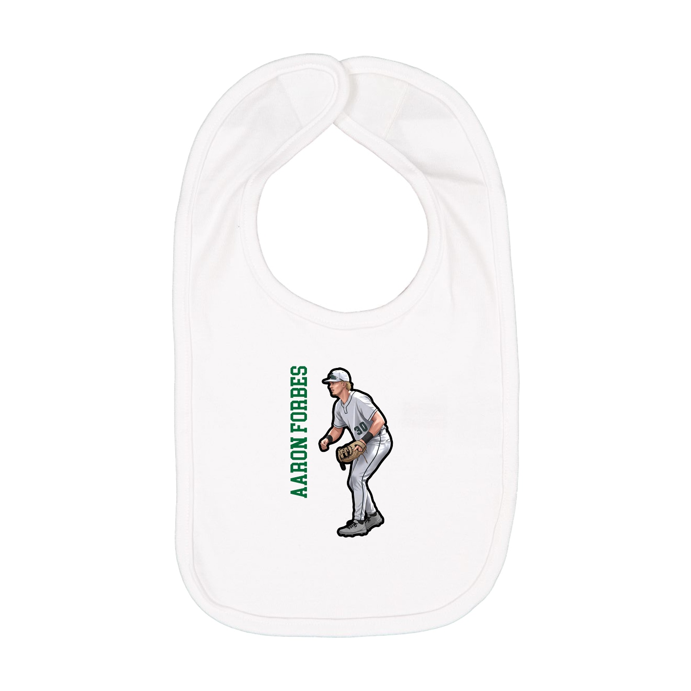 Infant Bib — Name Vertical in White