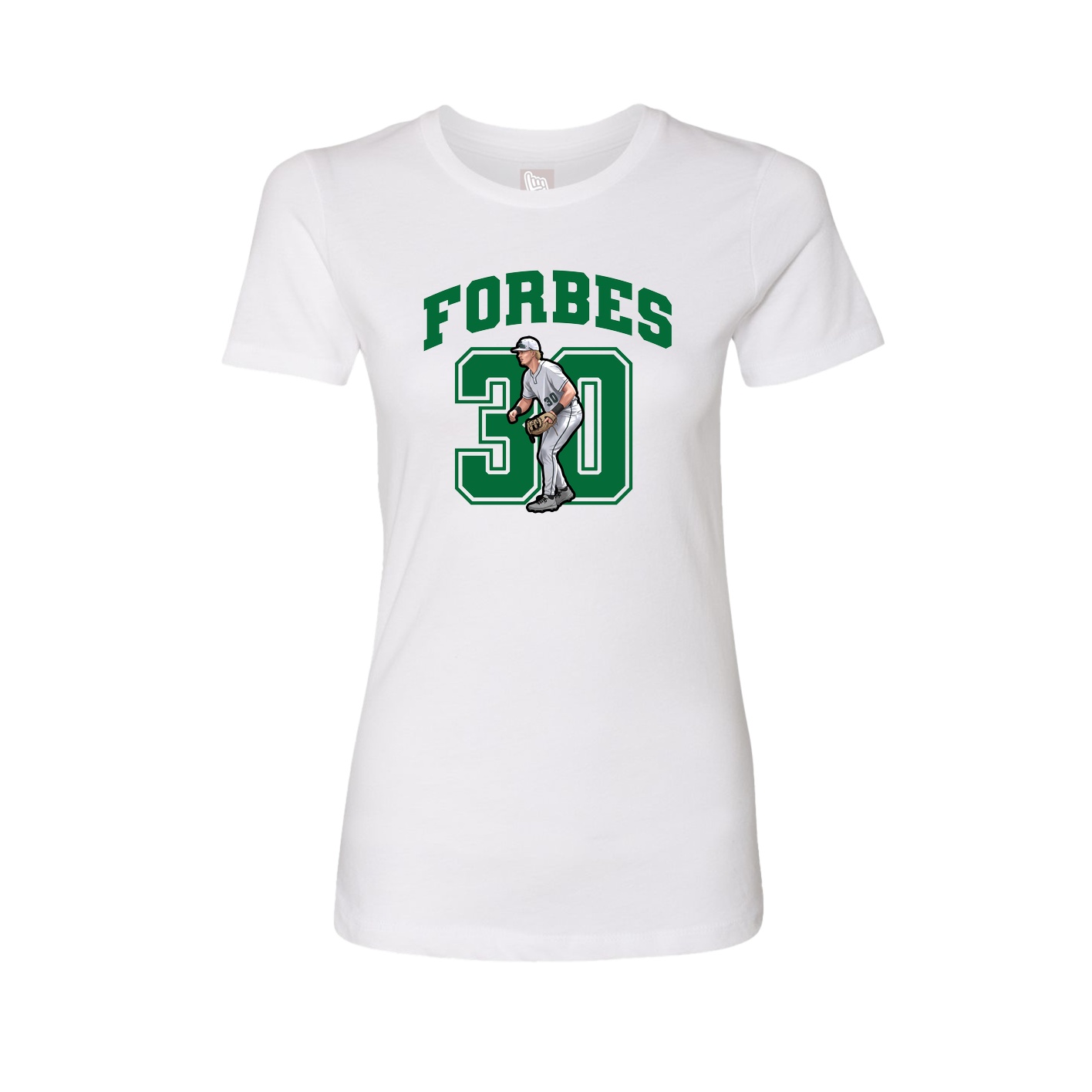 Fitted Women's Tee — Number in White