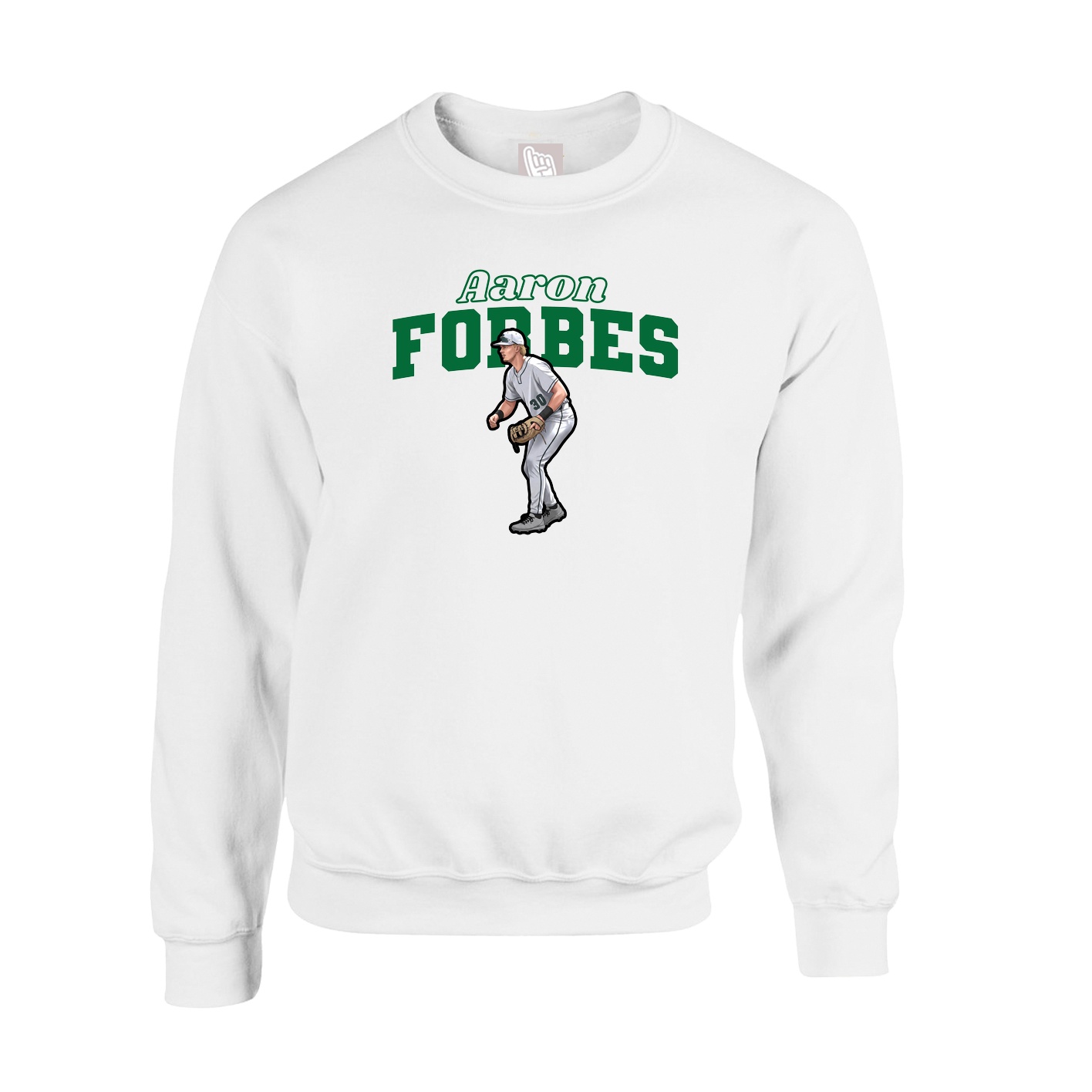 Fleece Crew — Name Arch in White