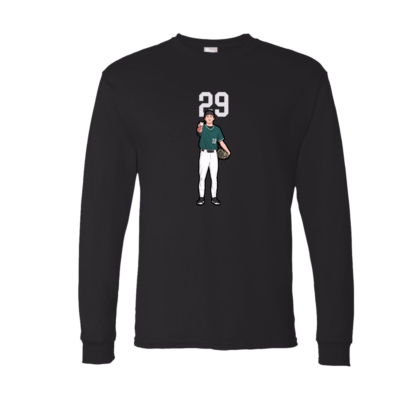Long Sleeve Tee — Number Top in Black