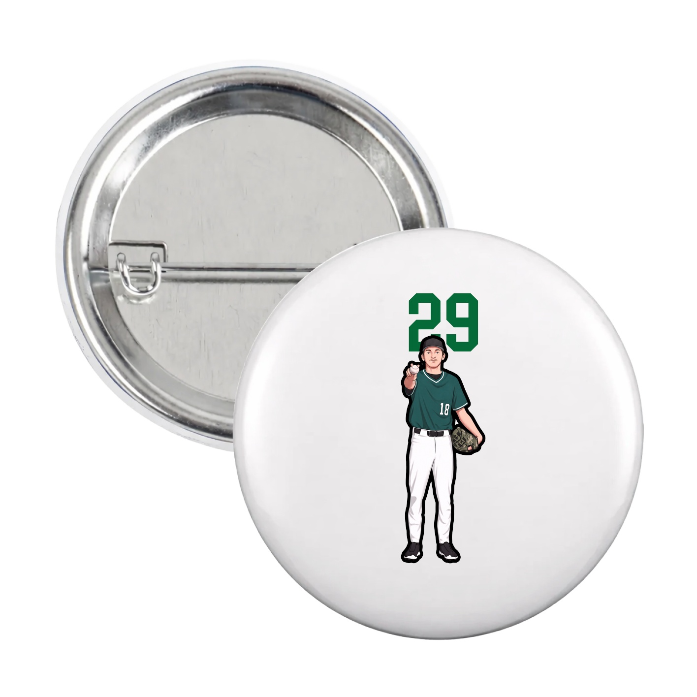 Game Day Button — Number Top in White