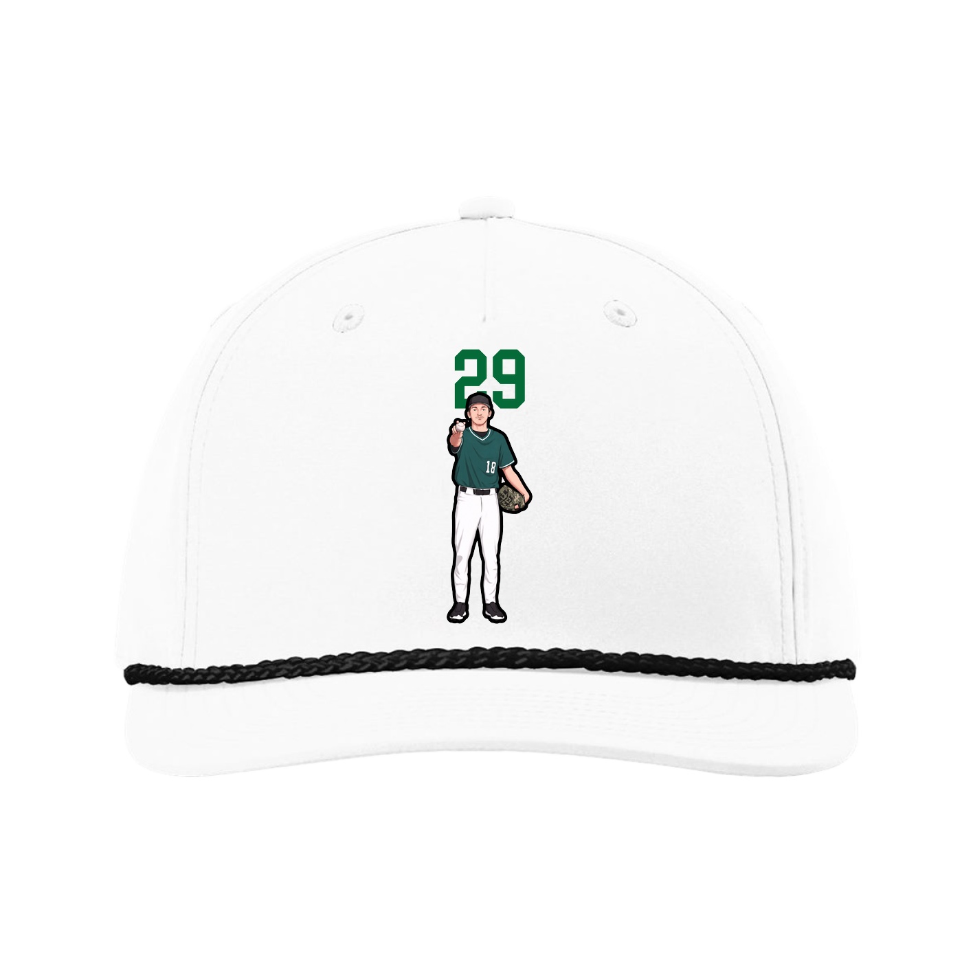 Five-Panel Classic Rope Cap — Number Top in White