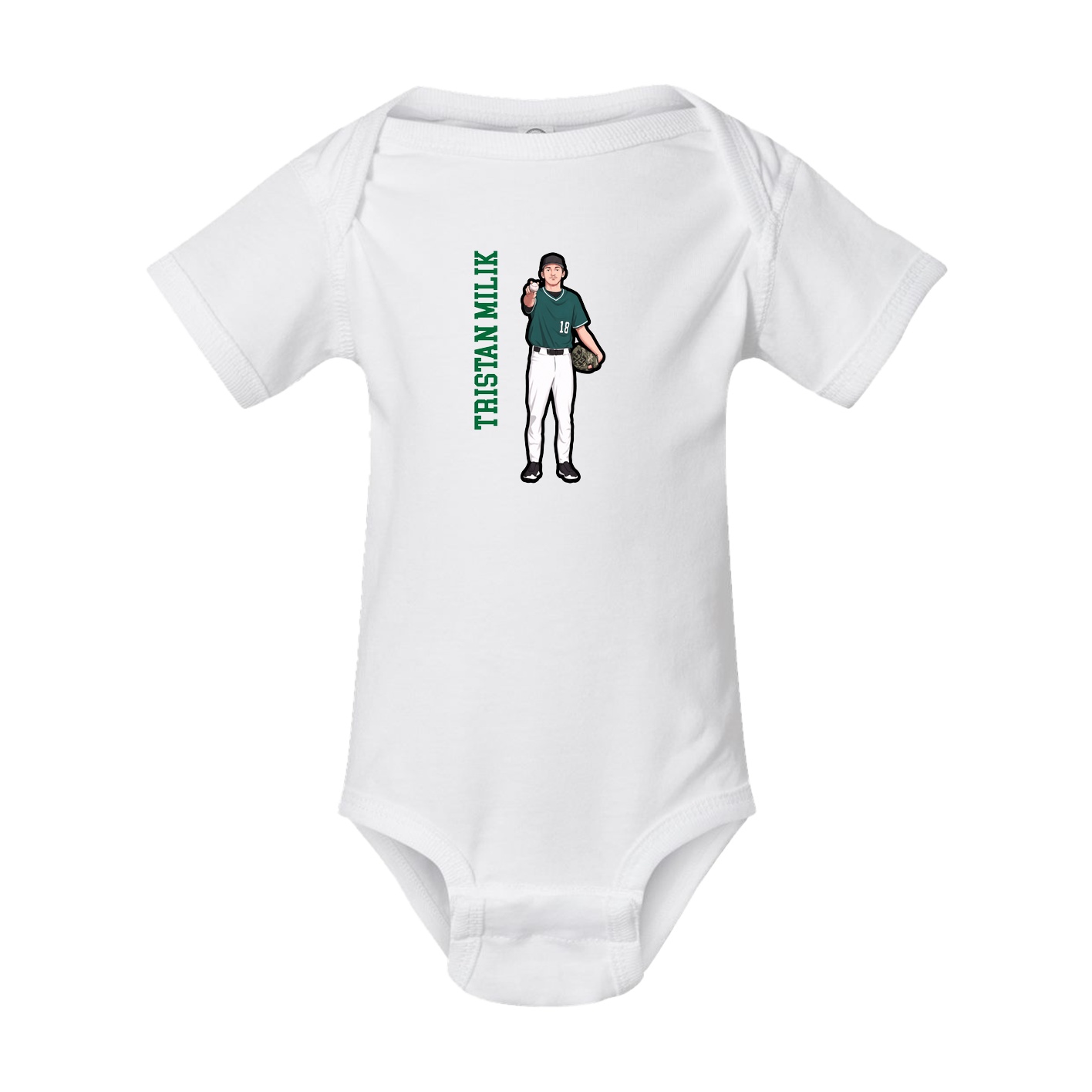 Baby Onesie — Name Vertical in White