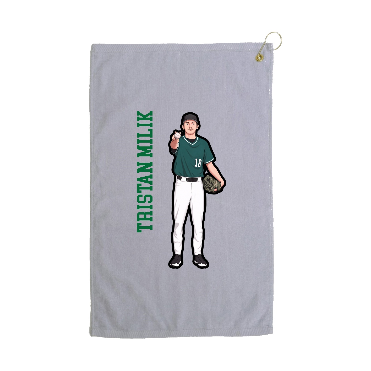 Golf Towel — Name Vertical in Grey