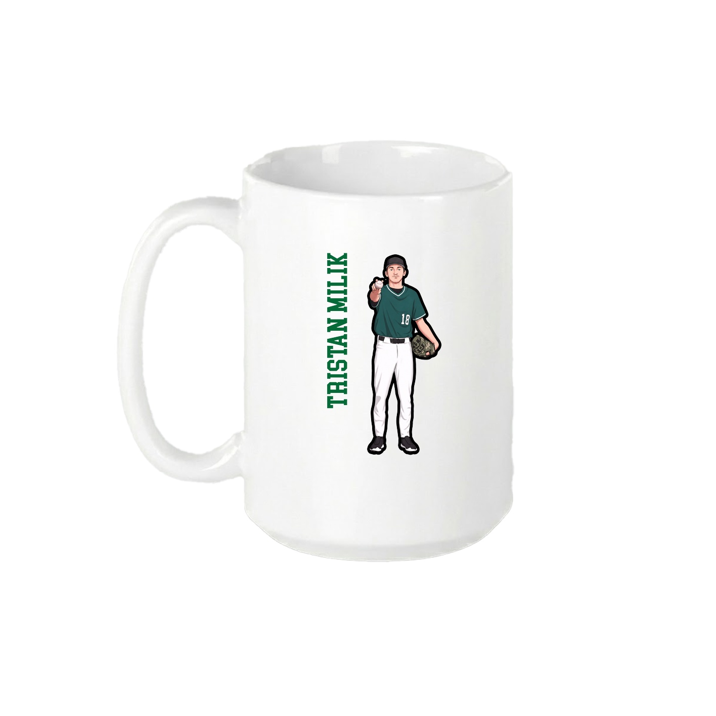 15oz Coffee Mug — Name Vertical in White