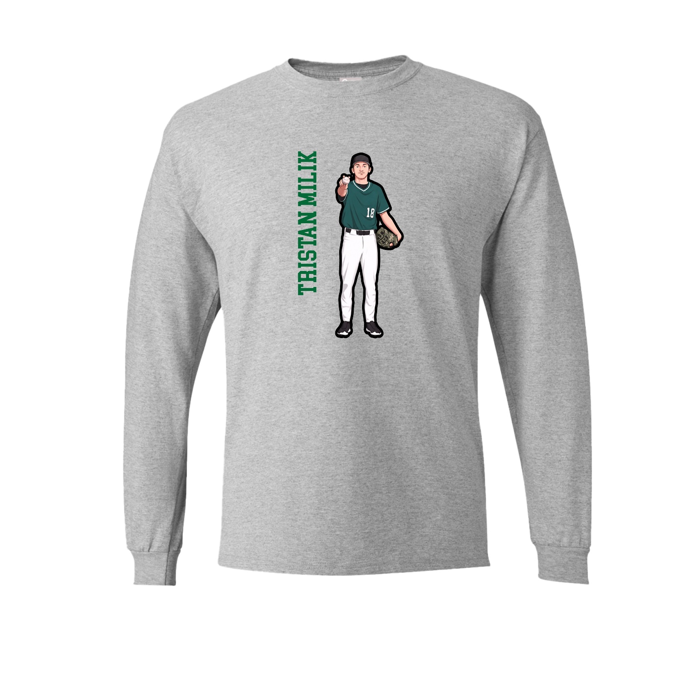 Long Sleeve Tee — Name Vertical in Grey