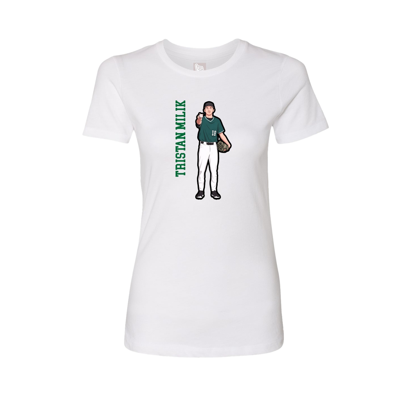 Fitted Women's Tee — Name Vertical in White