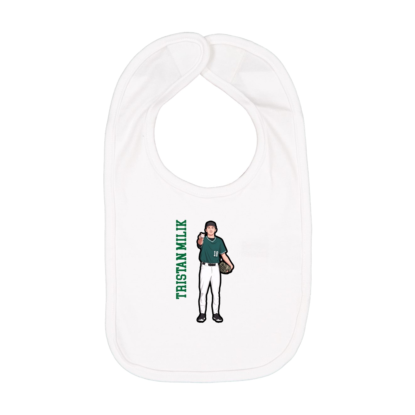 Infant Bib — Name Vertical in White