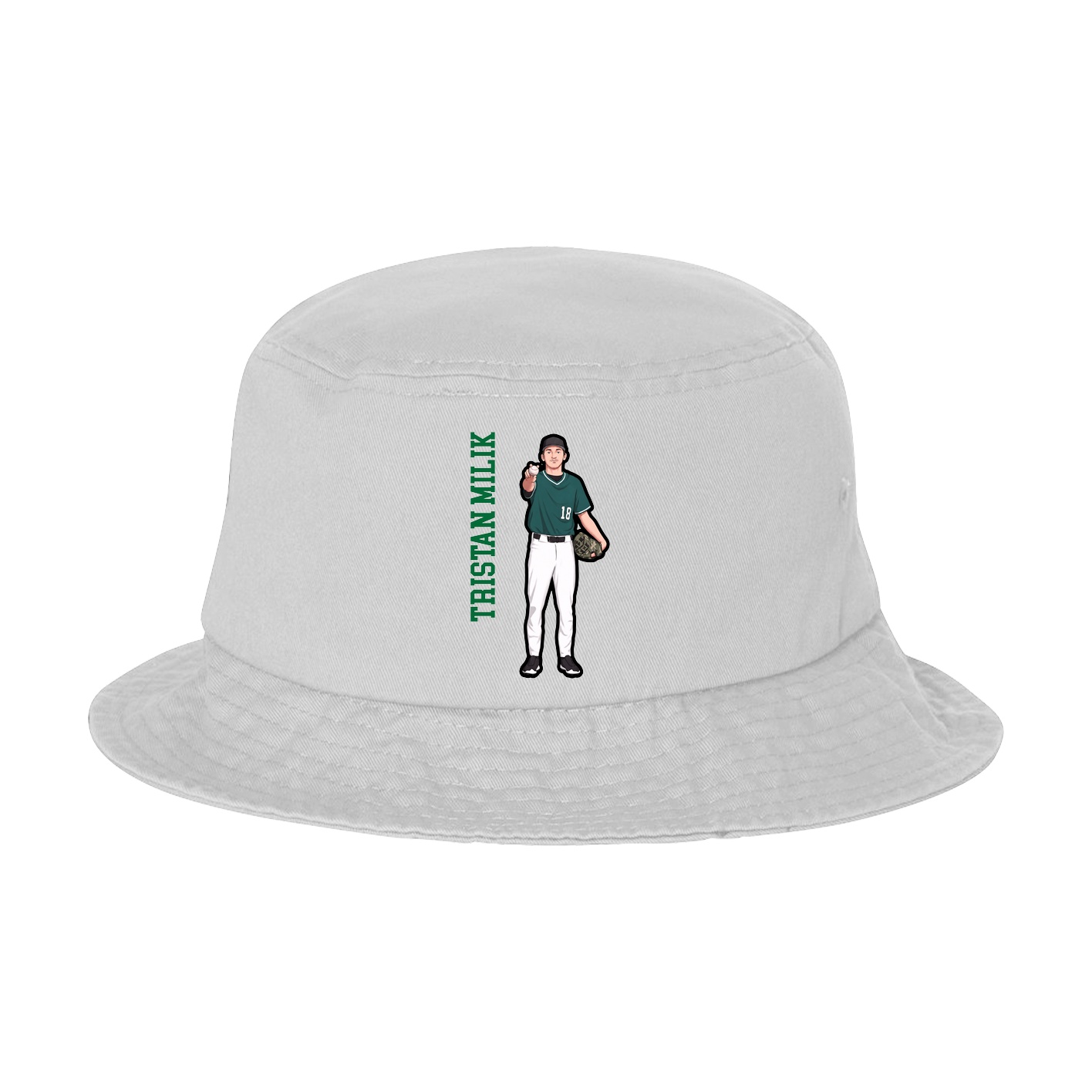 Bucket Cap — Name Vertical in White