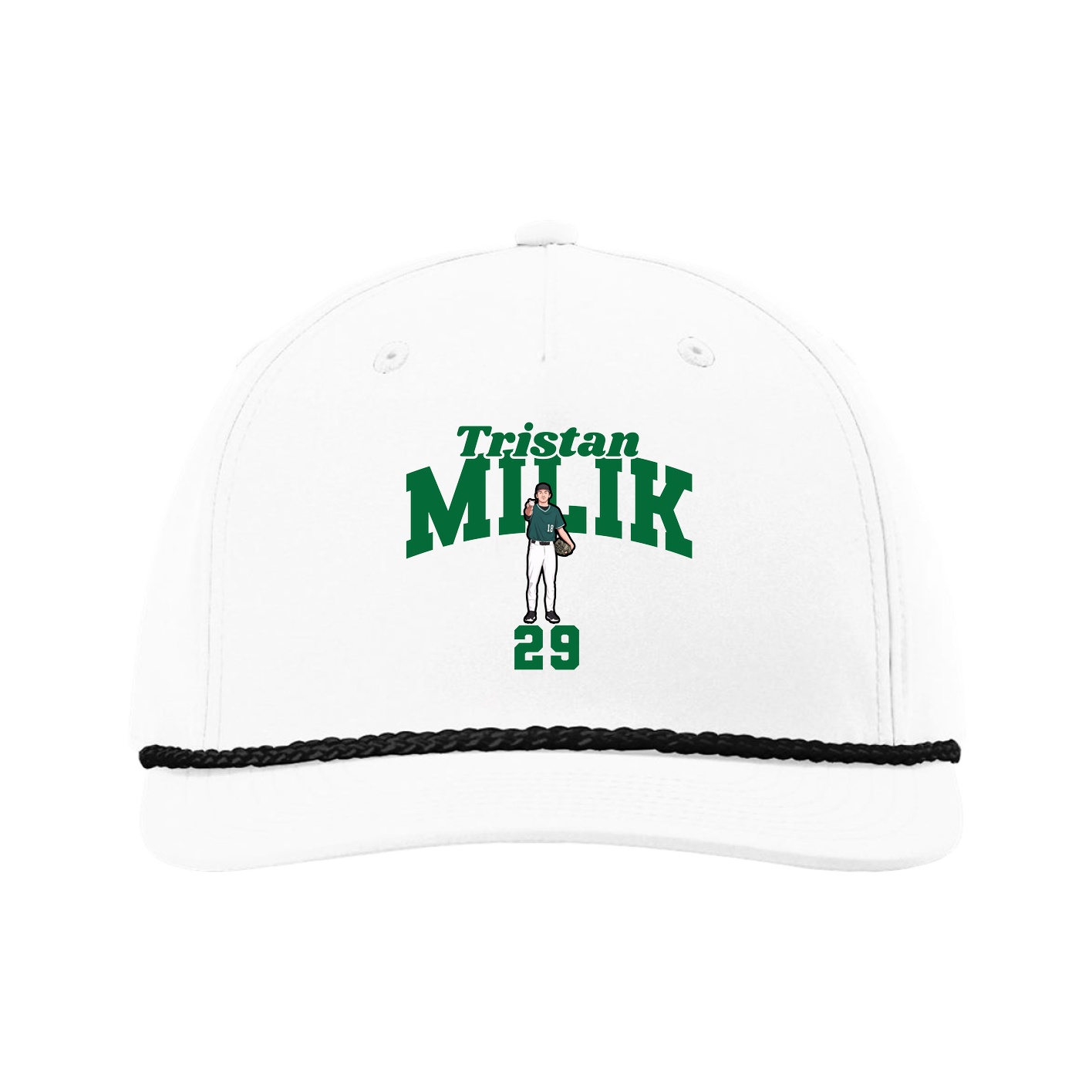 Five-Panel Classic Rope Cap — Signature Arch in White