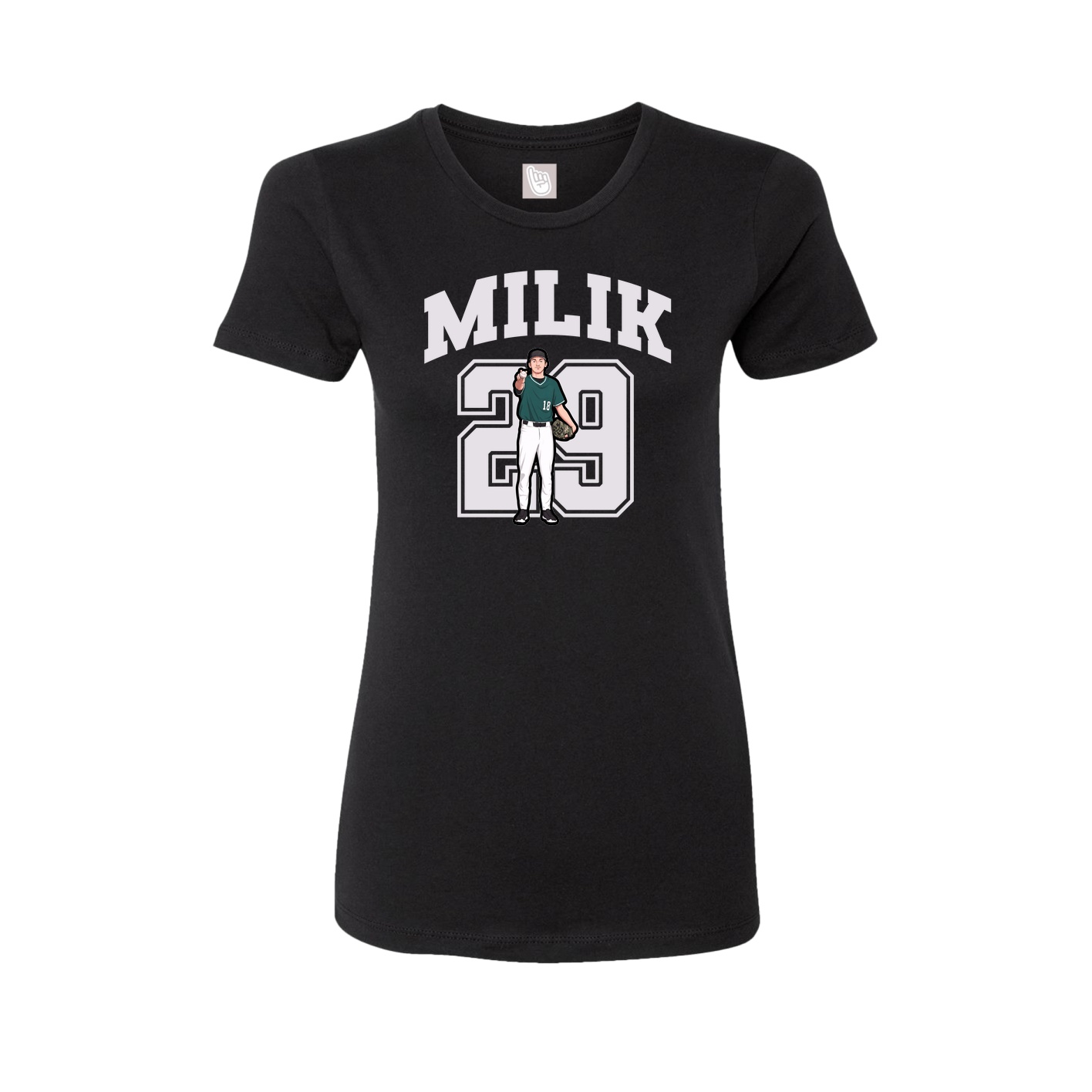Fitted Women's Tee — Number in Black